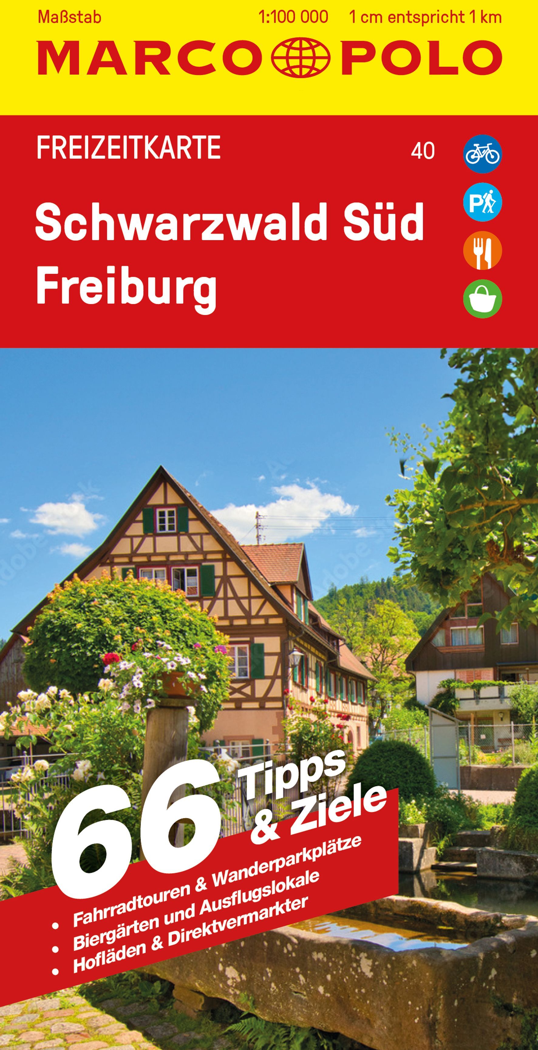 MARCO POLO Freizeitkarte Schwarzwald Süd, Freiburg Werbung, Plakat, Nachbarschaft, Garten, Gebäude,