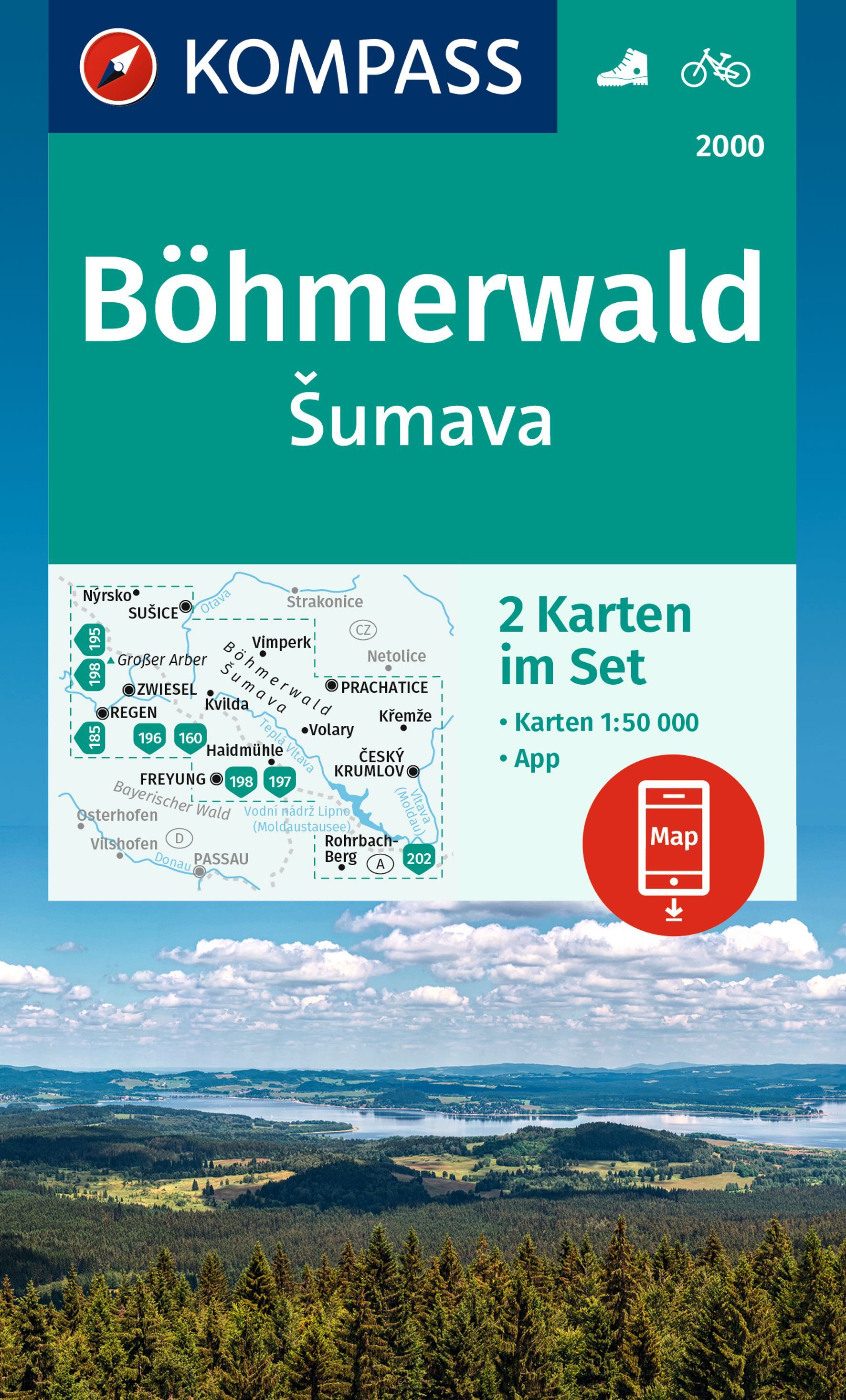 9783991219002 Cover Kompass Wanderkarte Böhmerwald