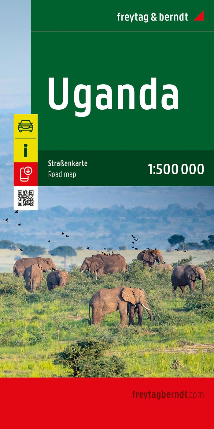 Uganda, Straßenkarte 1:500.000, freytag & berndt Feld, Grünland, Natur, Weide, Elefant
