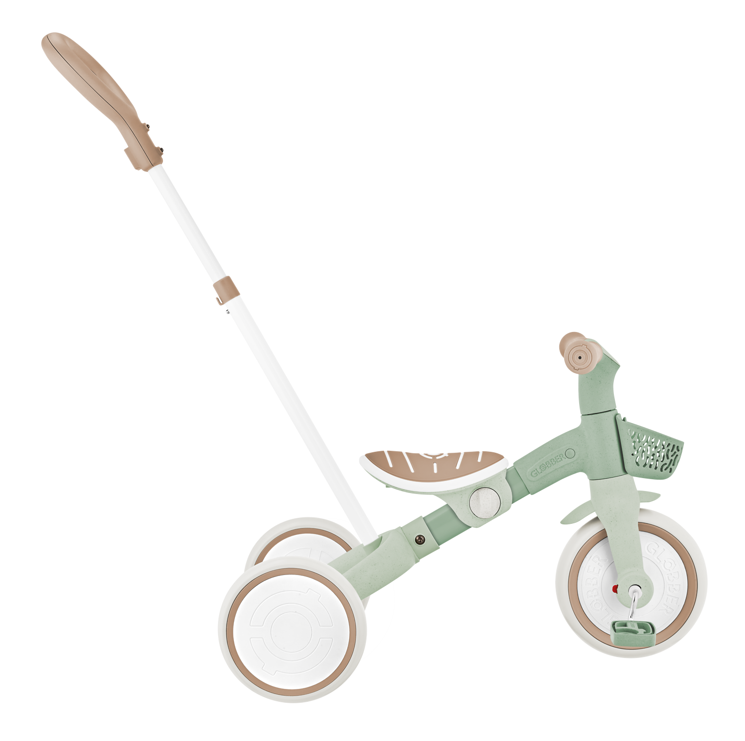 Kinder-Laufrad, Dreirad, Holz-Laufrad, Grün, Gummireifen