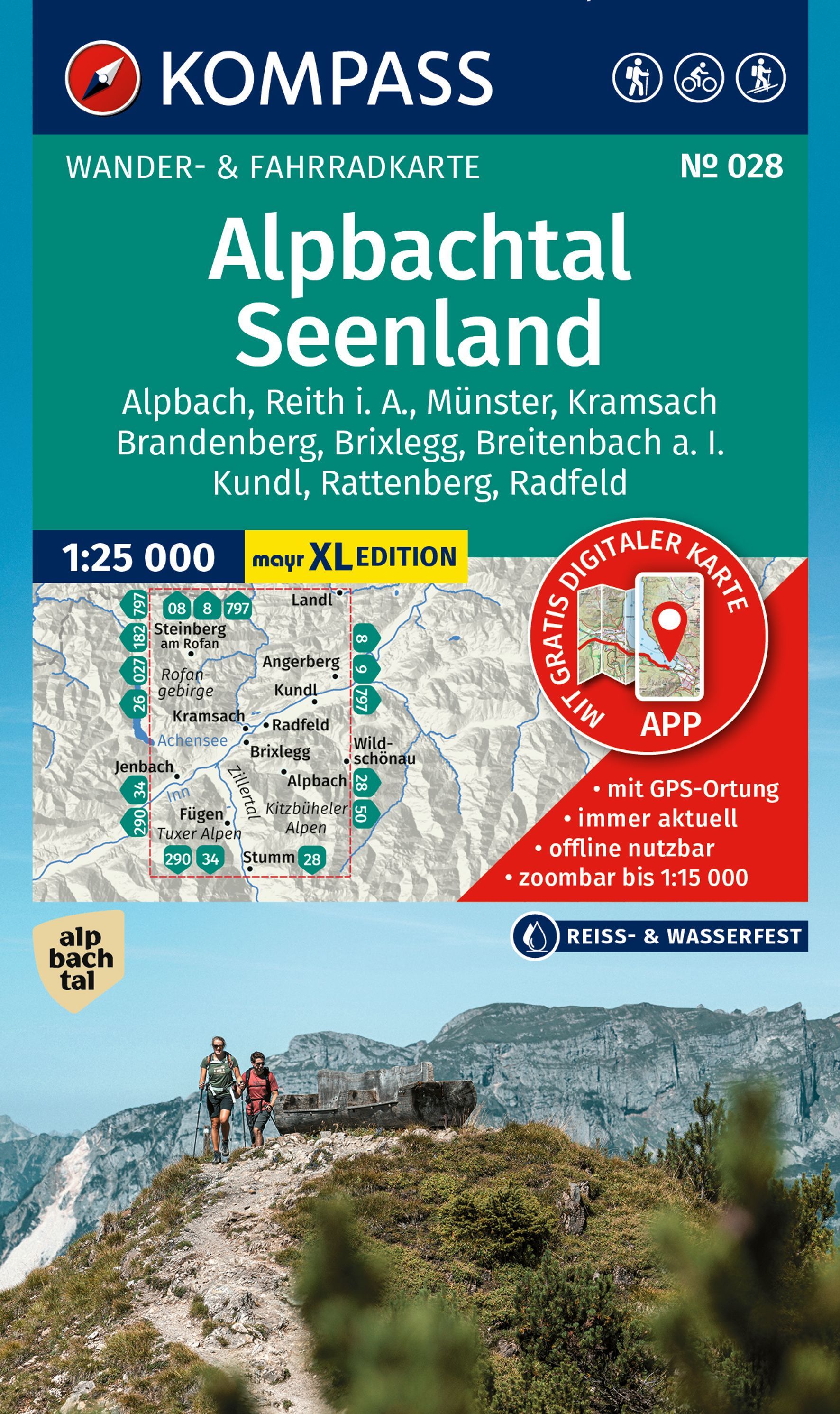 KOMPASS Wanderkarte 028 Alpbachtal, Seenland Werbung, Plakat, Person