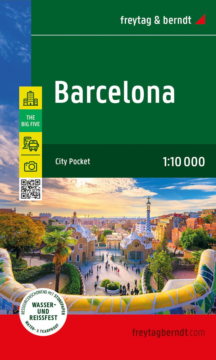 Barcelona, Stadtplan 1:10.000, freytag & berndt Werbung, Plakat, Stadt, QR-Code,