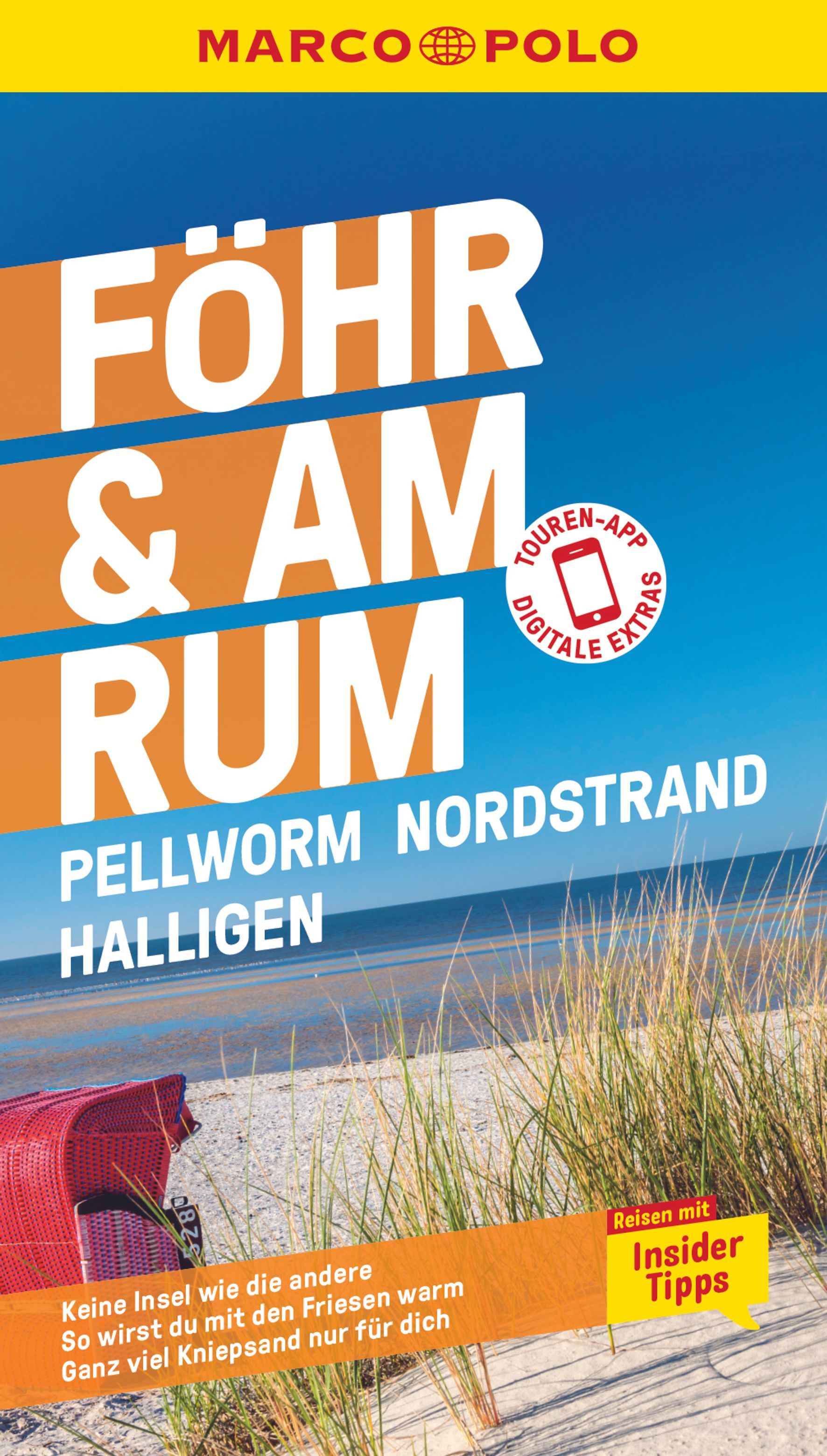 9783829719759 MARCO POLO Reiseführer Föhr, Amrum, Pellworm, Cover Strand mit Strandkorb und Meer