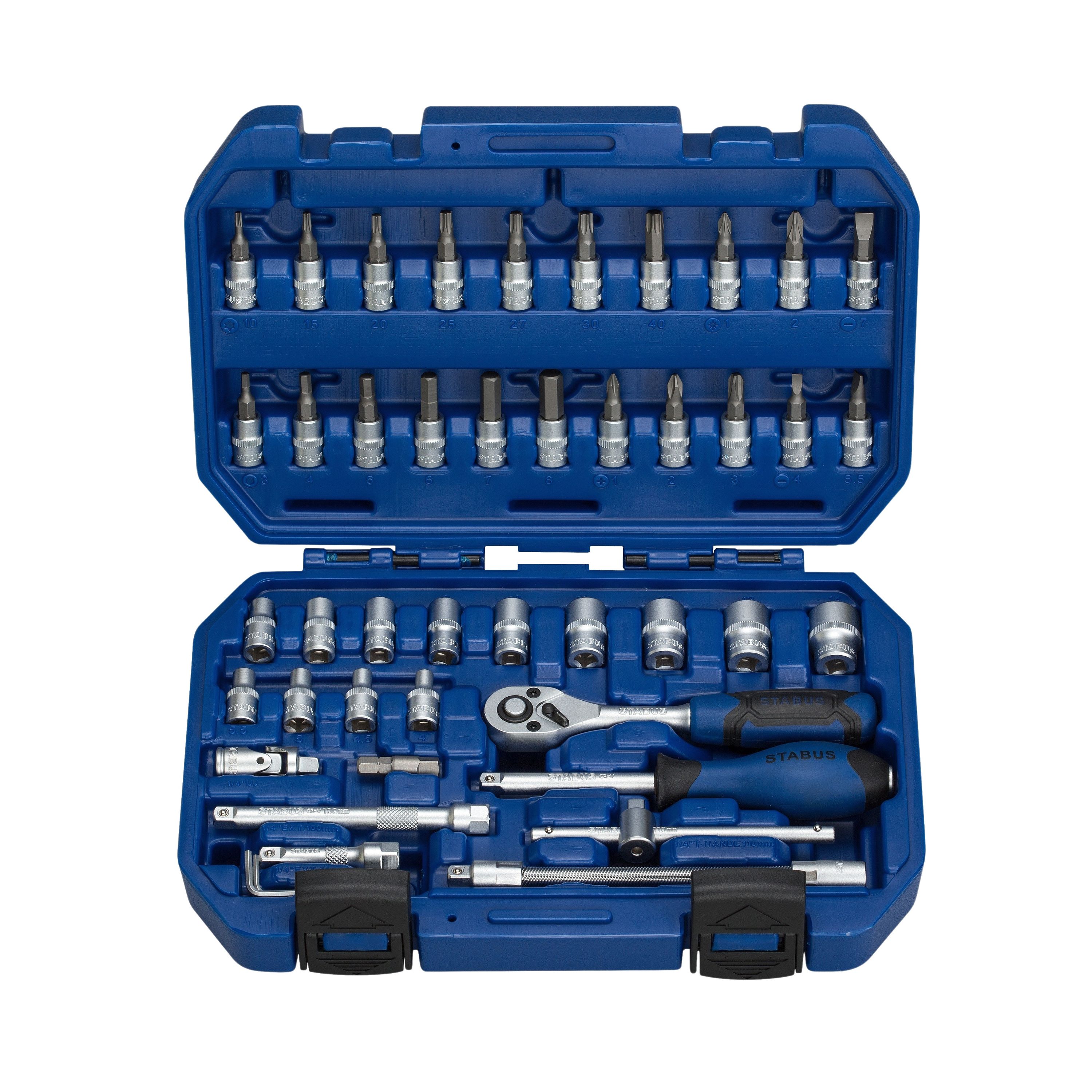 F_73965146_01 geöffneter blauer Stabus Stecklüsselsatzkoffer 1/4