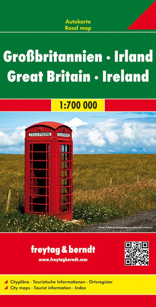 Großbritannien - Irland, Autokarte, freytag&berndt Werbung, QR Code, Plakat