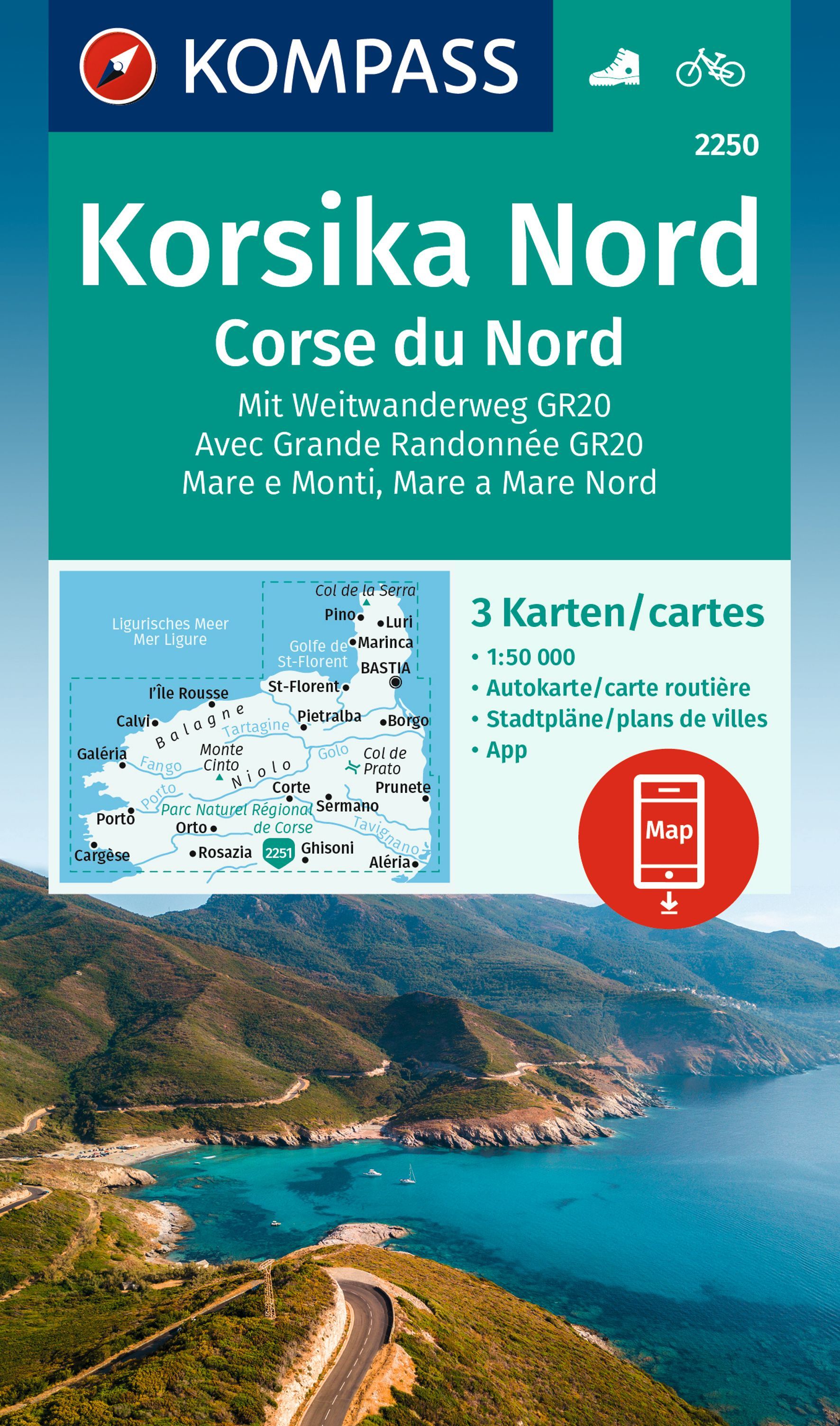 9783991218975 Cover Kompass Wanderkarte Korsika Nord