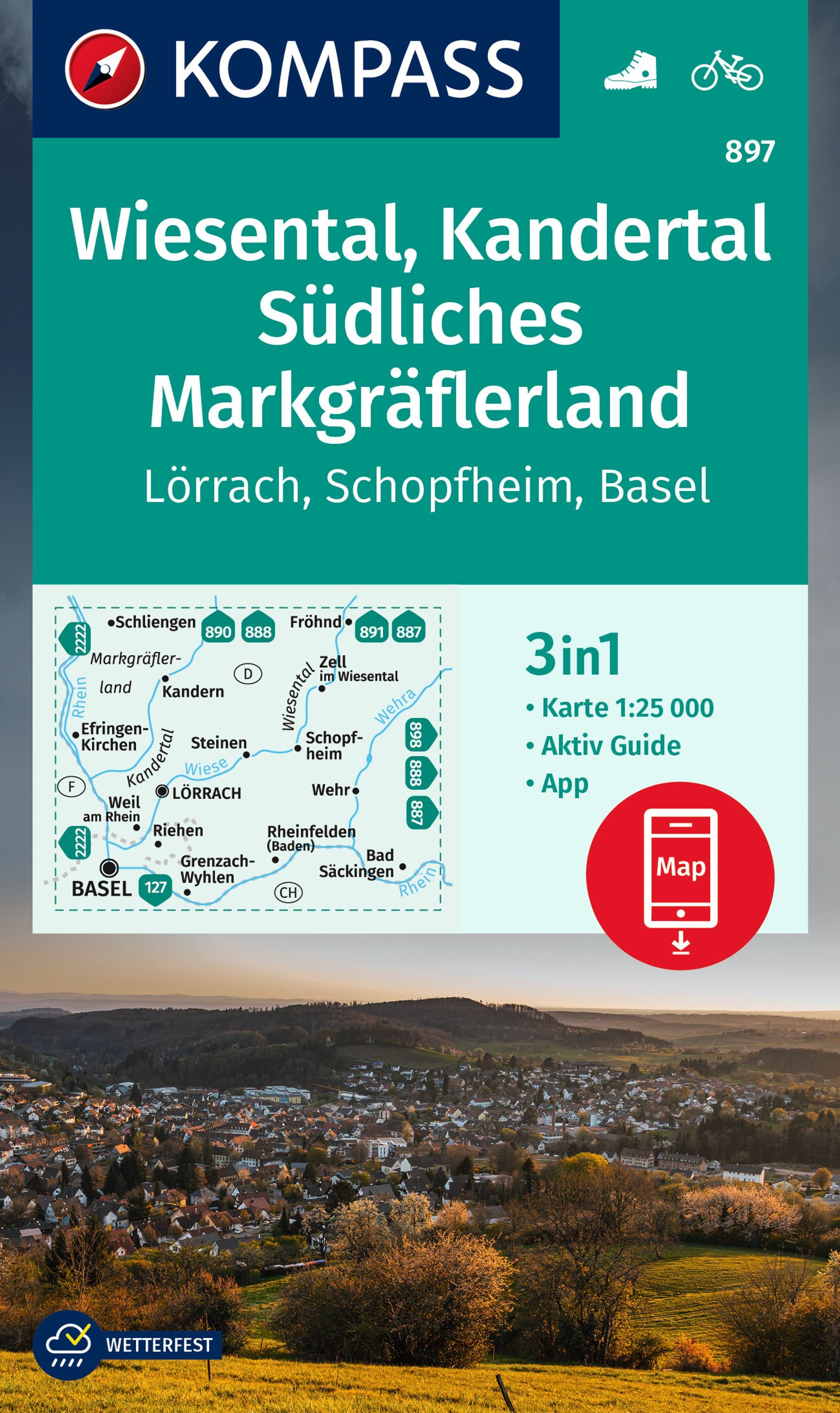9783991216919 Cover Kompass Wanderkarte Wiesental, Kandertal Südliches Markgräflerland