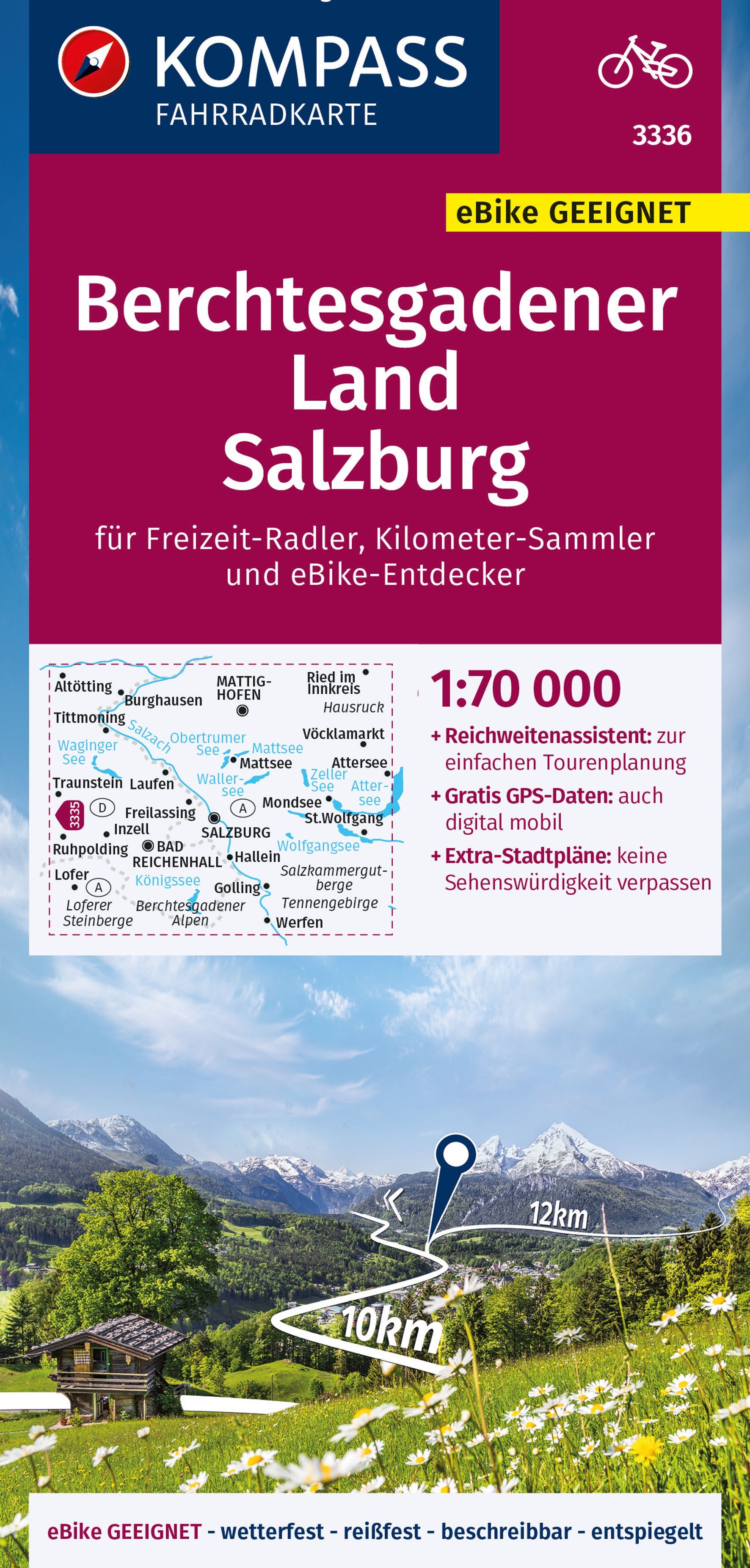 KOMPASS Fahrradkarte 3336 Berchtesgadener Land Werbung, Plakat,