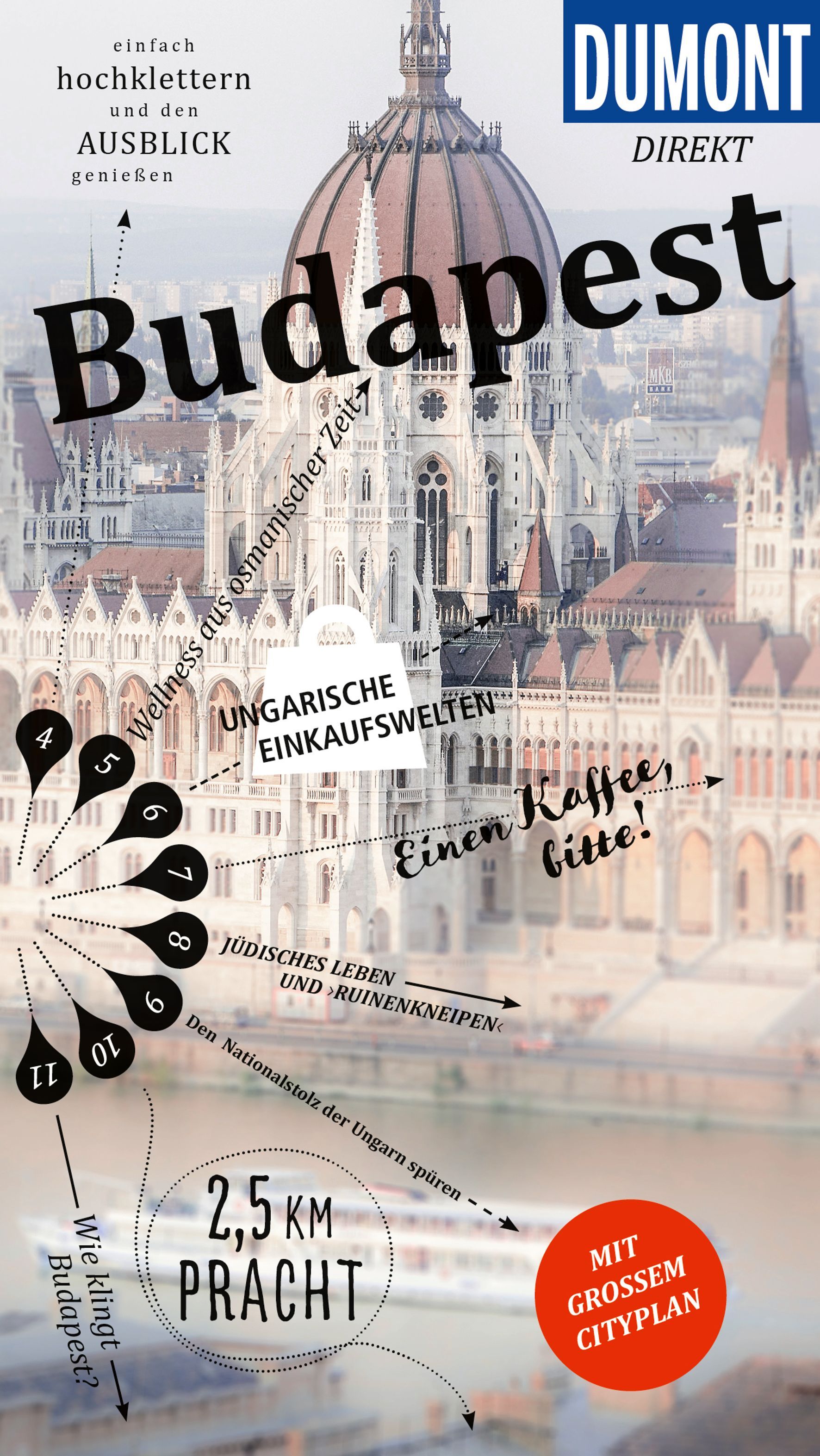 DUMONT direkt Reiseführer Budapest Werbung, Plakat, Gebäude, Veröffentlichung, Buch