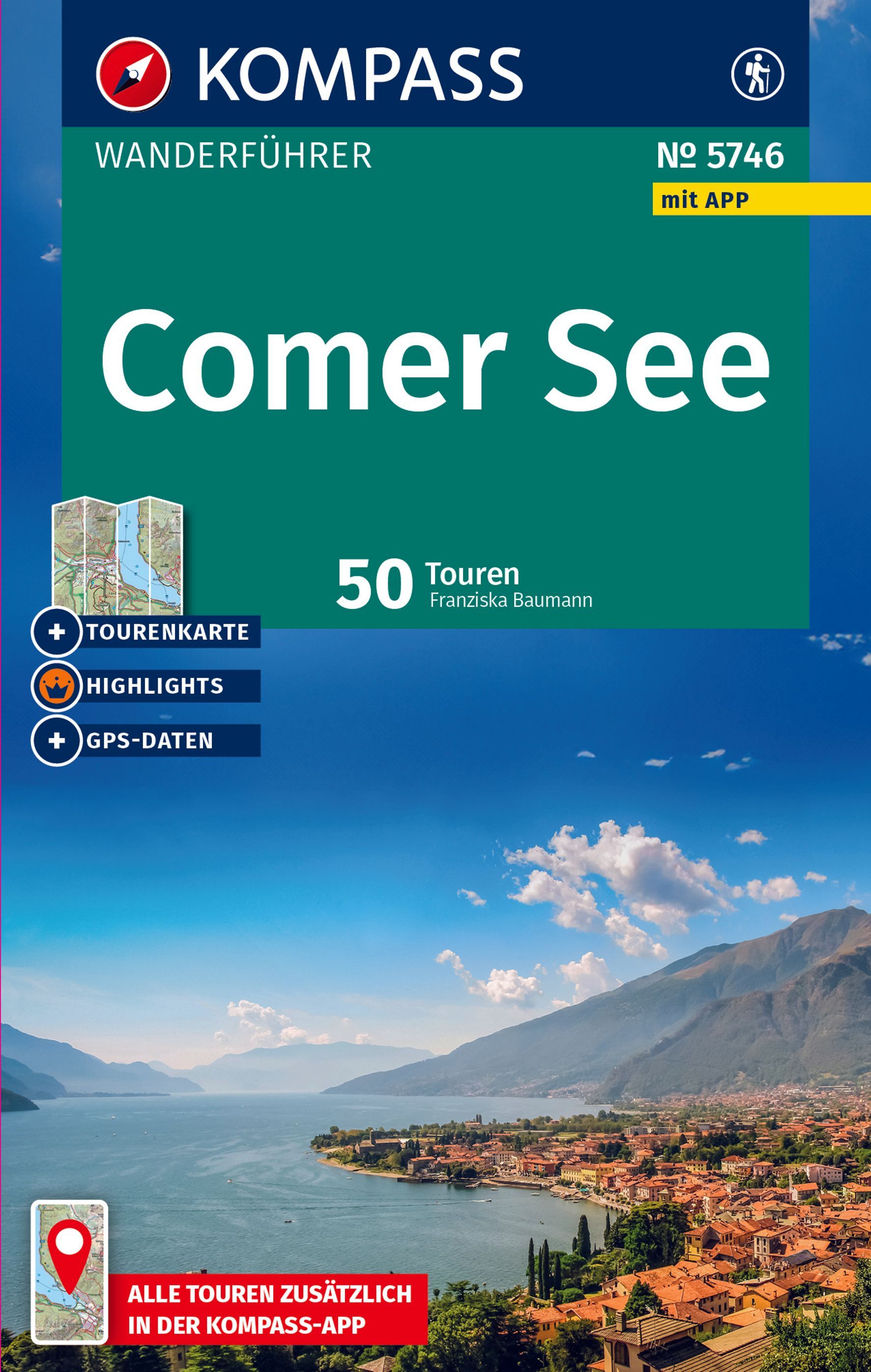 KOMPASS Wanderführer Comer See, 50 Touren Werbung, Plakat, Natur, Draußen, Meer