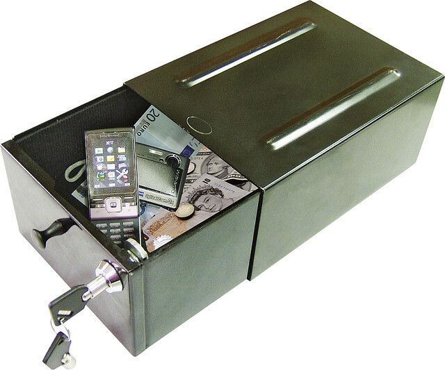 Sichere, Geldschrank, Mobiltelefon, Geld, Schublade
