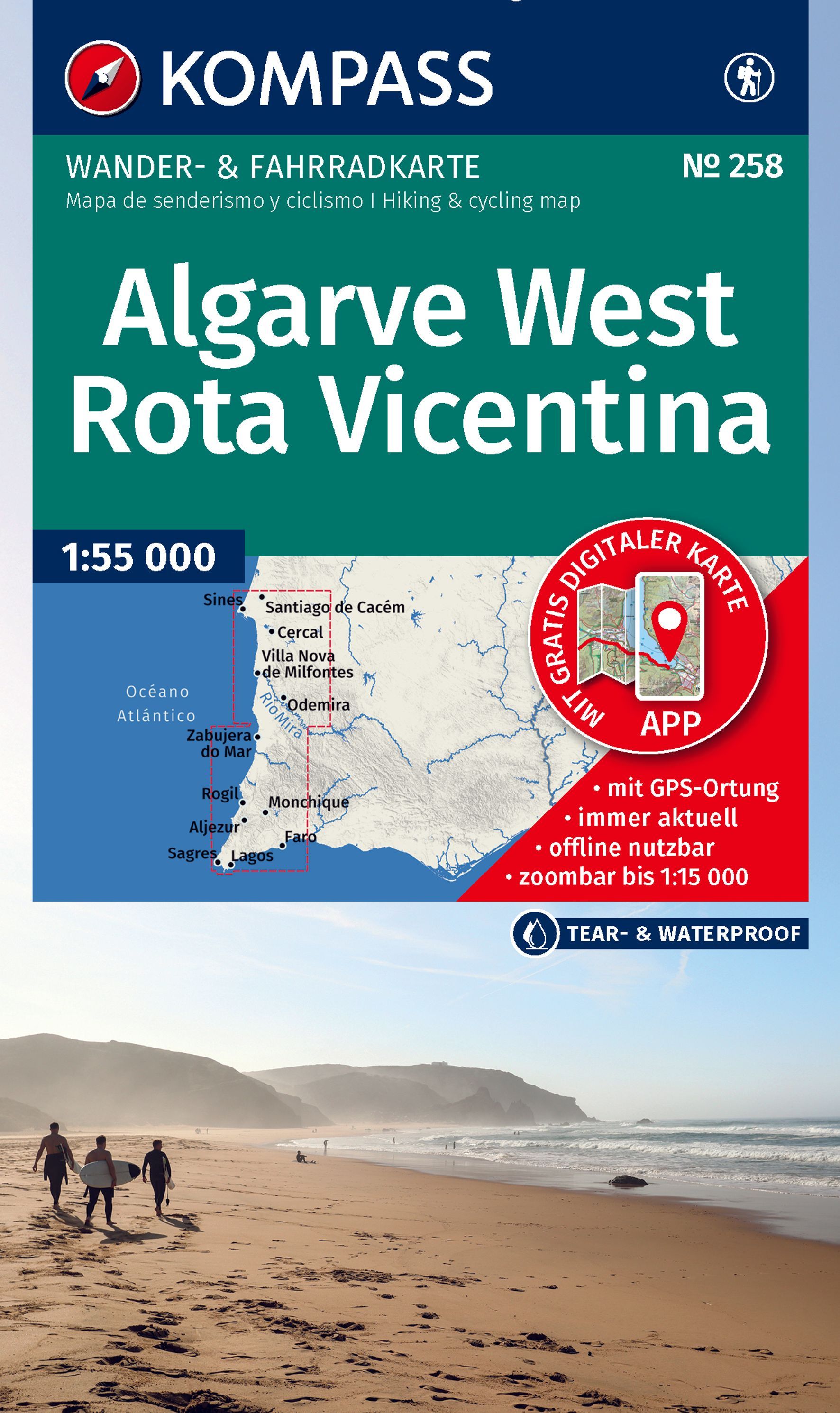 Wanderkarte, Algarve West, Rota Vicentina, Karte, Buchcover
