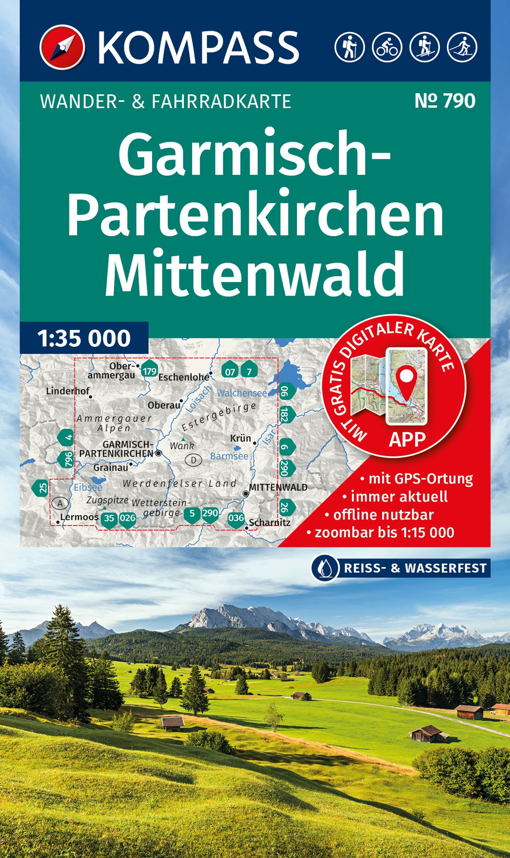 Wanderkarte, Garmisch-Partenkirchen, Mittenwald, Region, Karte
