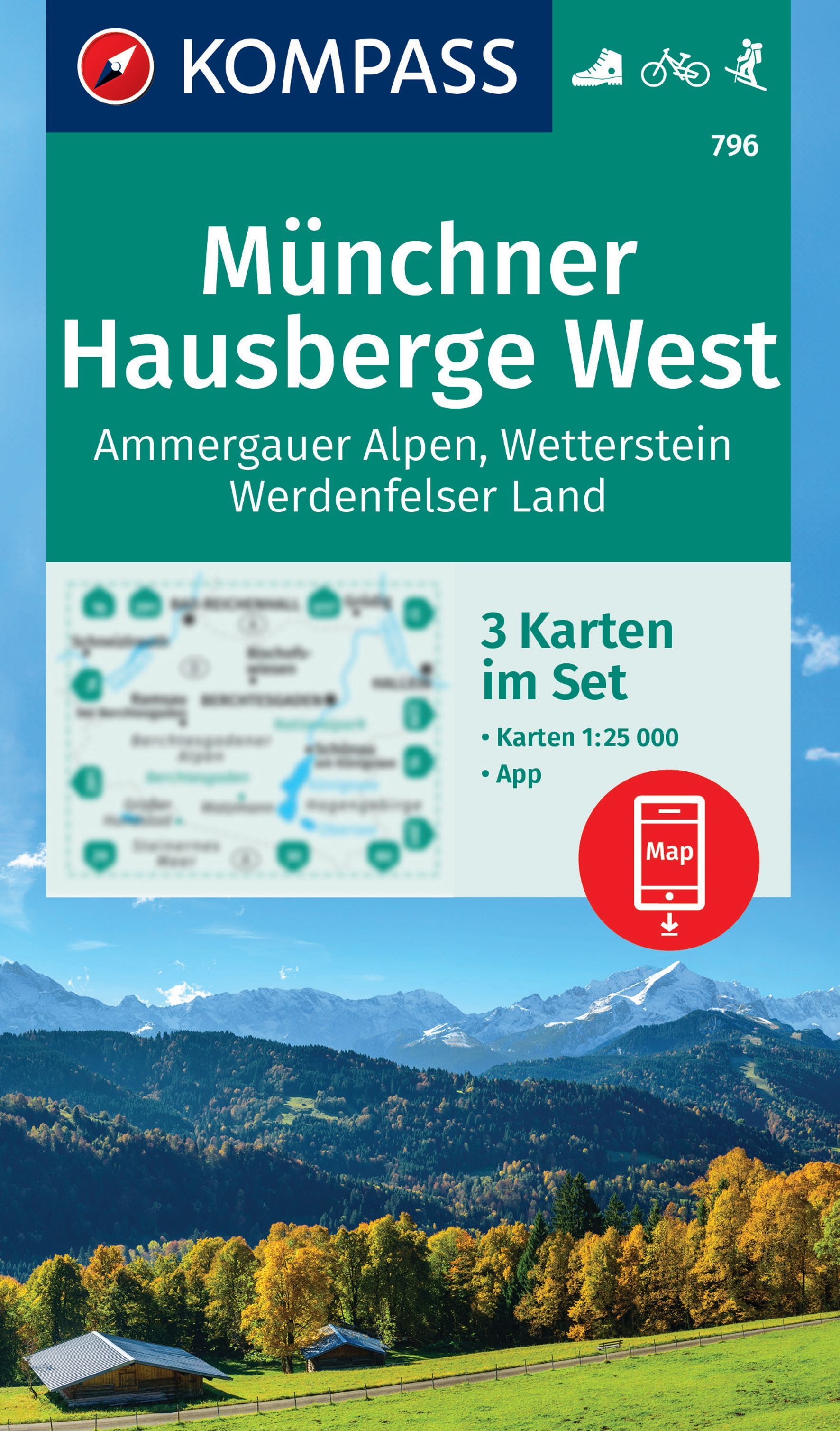 KOMPASS Wanderkarten-Set Münchner Hausberge West Werbung, Plakat, Gebäude, Draußen, Natur,
