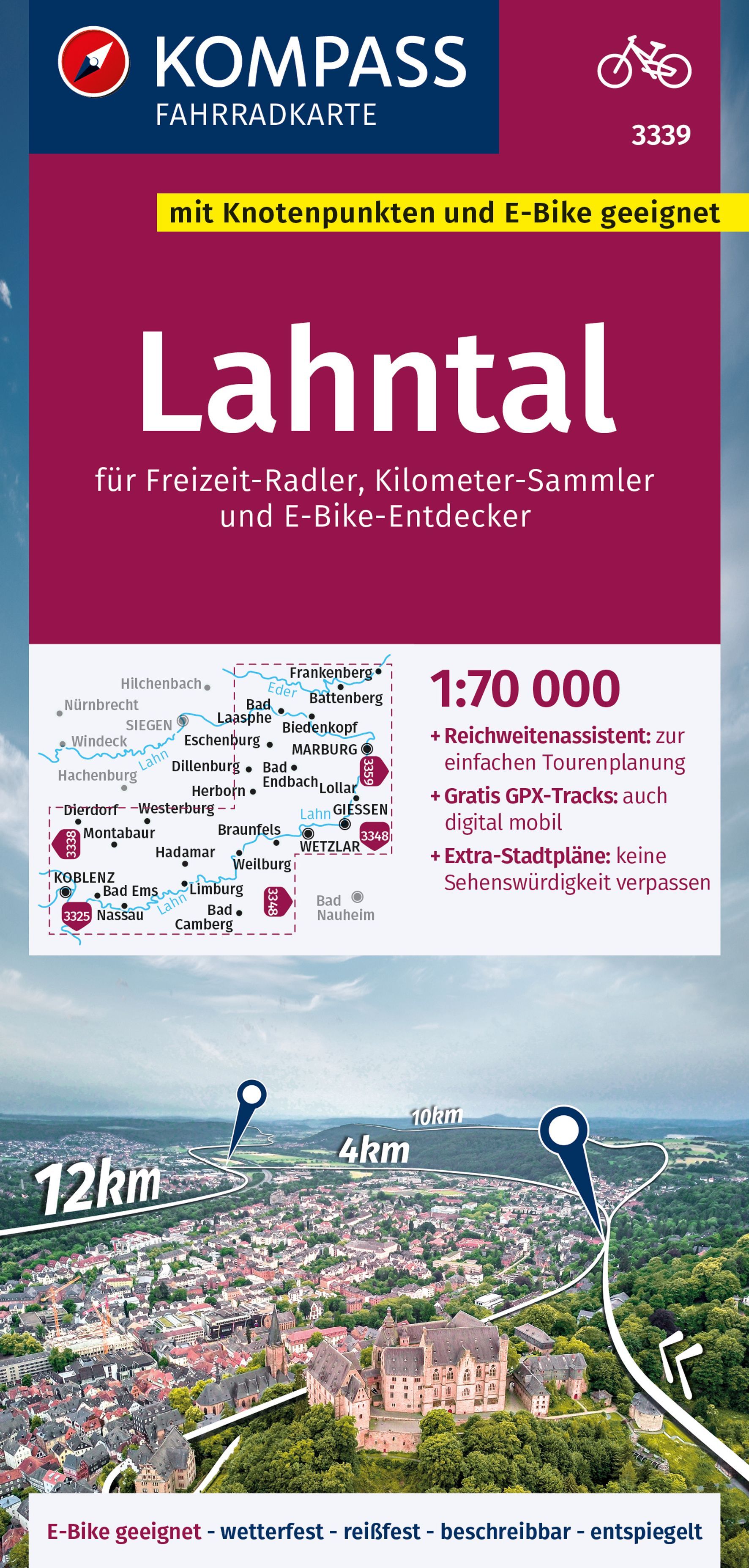 9783991215035 Cover Kompass Fahrradkarte Lahntal