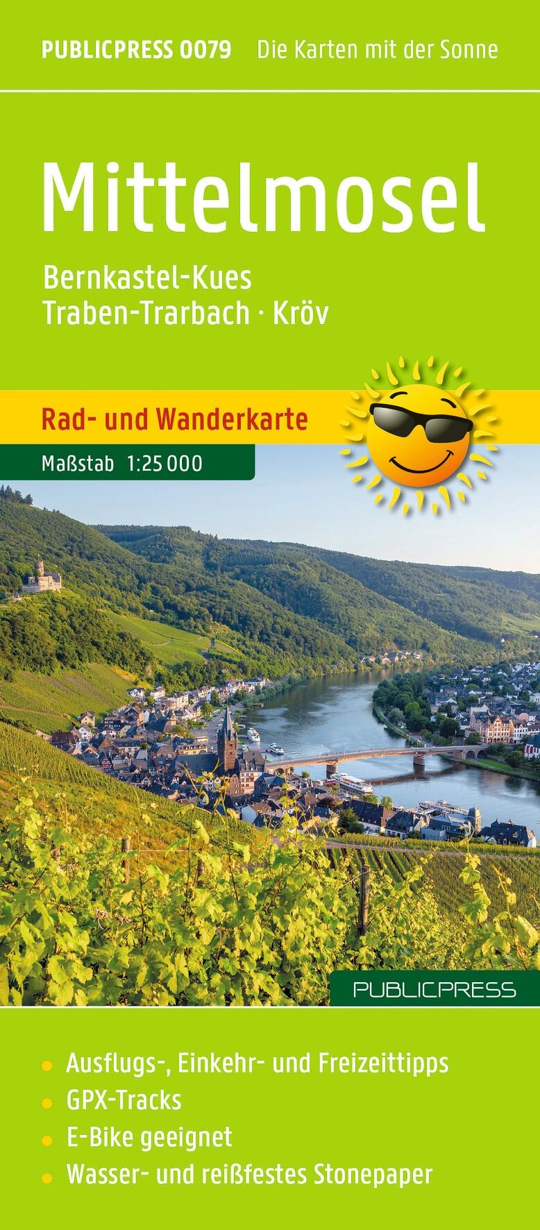 Rad- und Wanderkarte, Mittelmosel, Karte, Weinregion, Regionale Karte