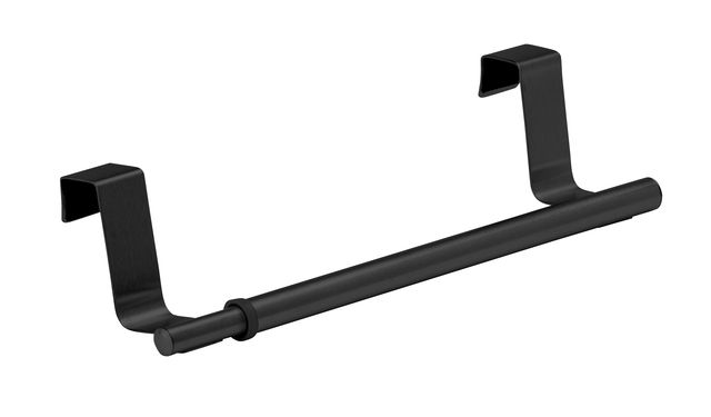 WENKO Tür-Handtuchstange Edelstahl Teleskop Handtuchhalter schwarz, Rohr