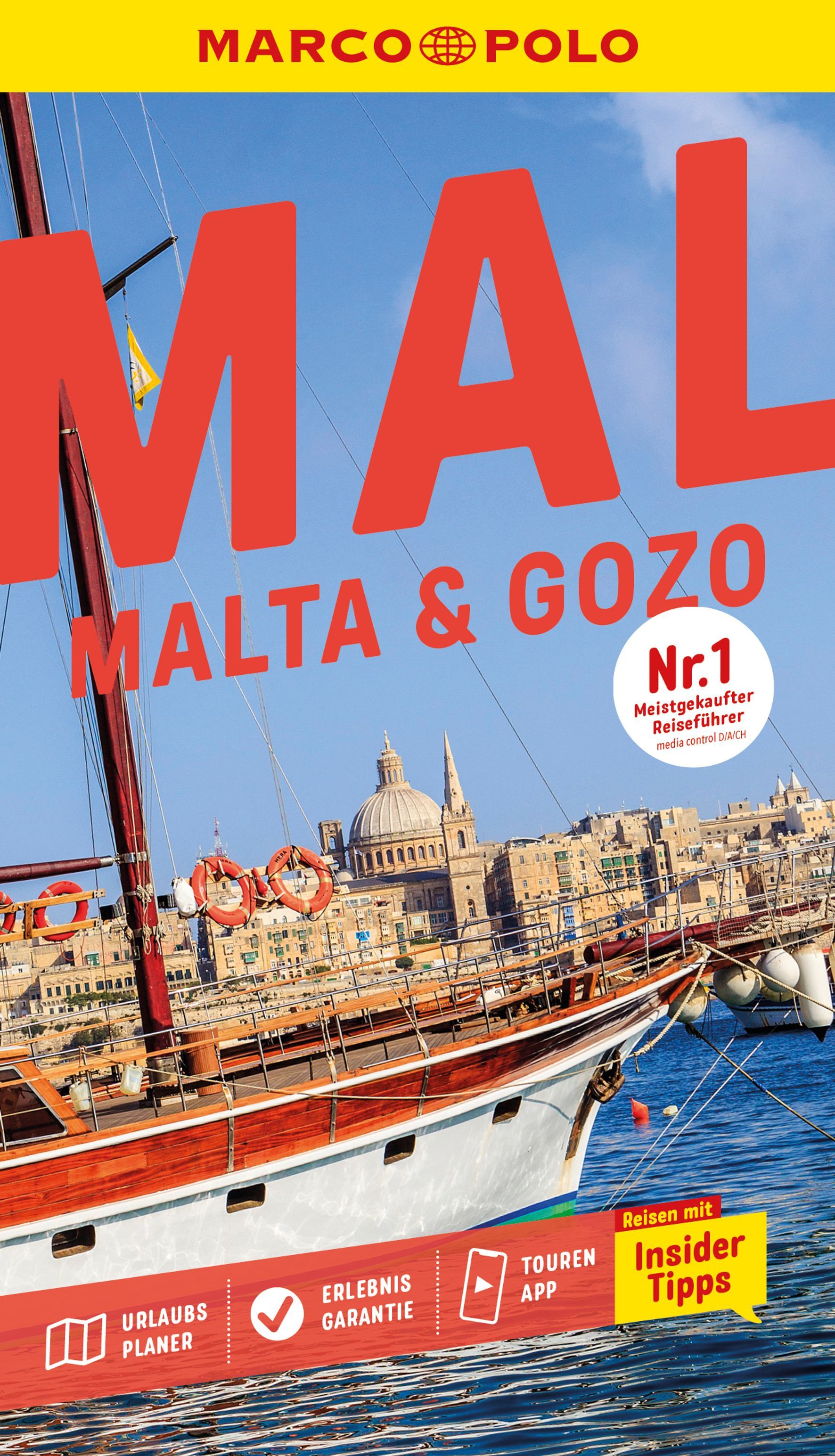MARCO POLO Reiseführer Malta & Gozo Jacht, Uferpromenade, Veröffentlichung, Segelboot, Werbung