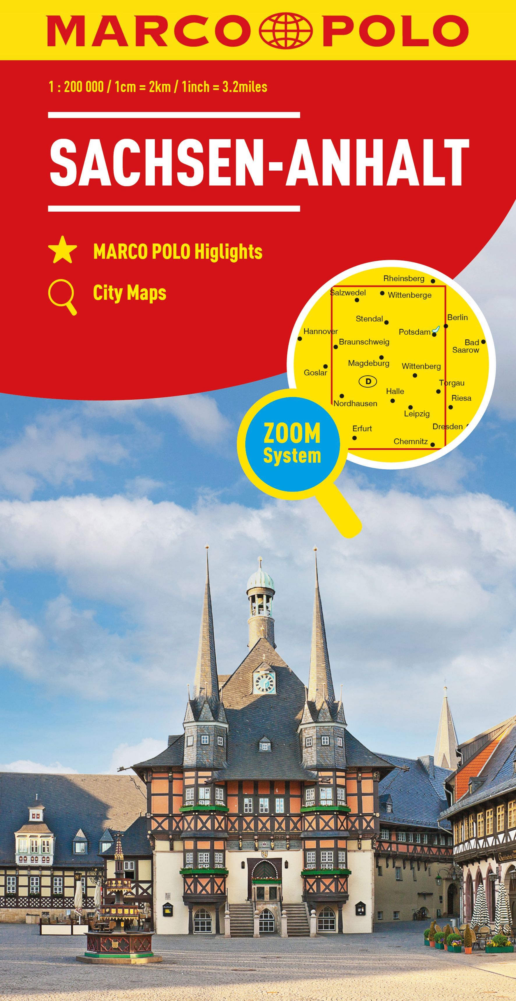 9783575016706 MARCO POLO Regionalkarte Sachsen-Anhalt, Cover altes Fachwerk Gebäude in Altstadt