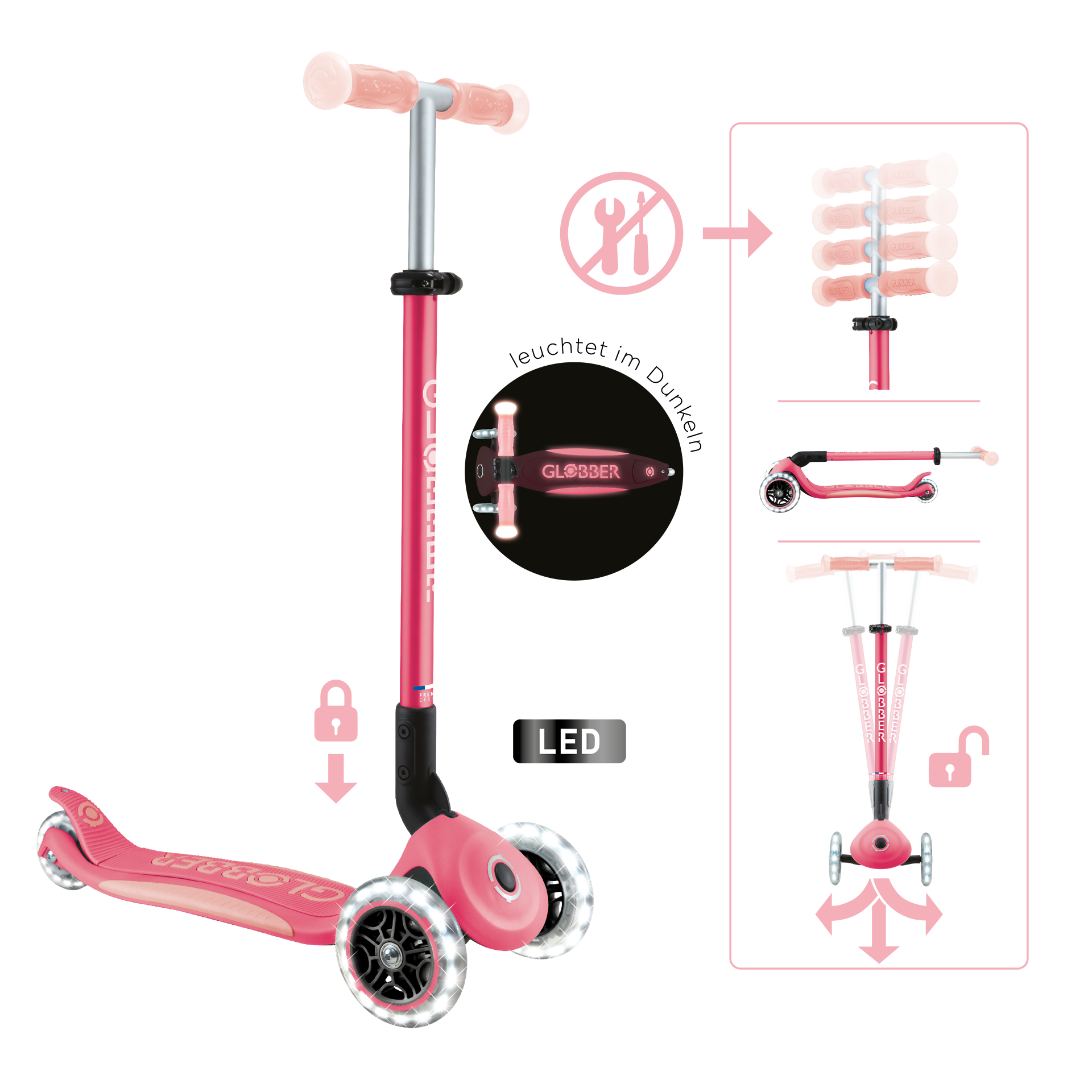Transport, Fahrzeug, Kinderroller, Tretroller, Rosa, Rad