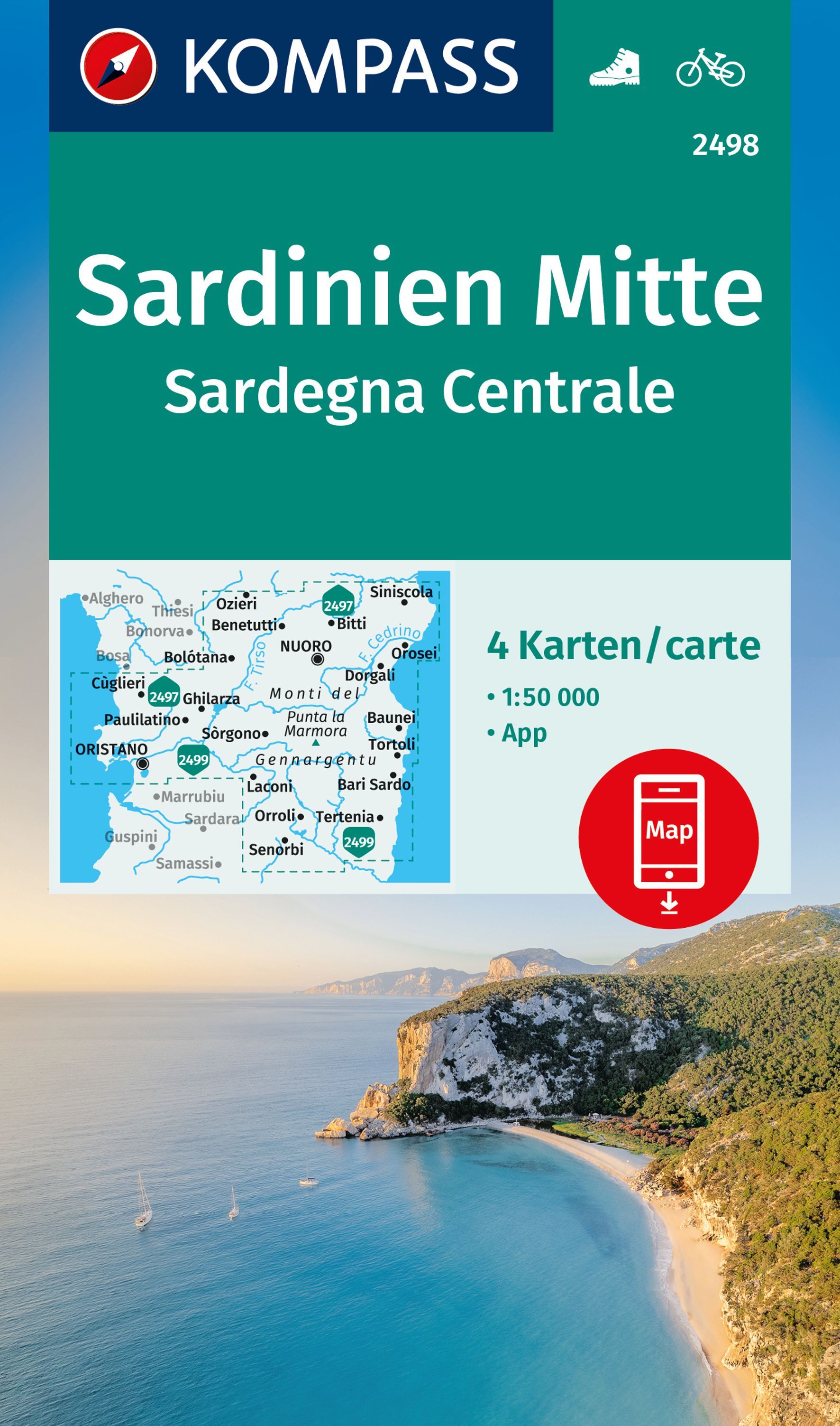 9783991540748 Cover, Wanderkarte Sardinien Mitte