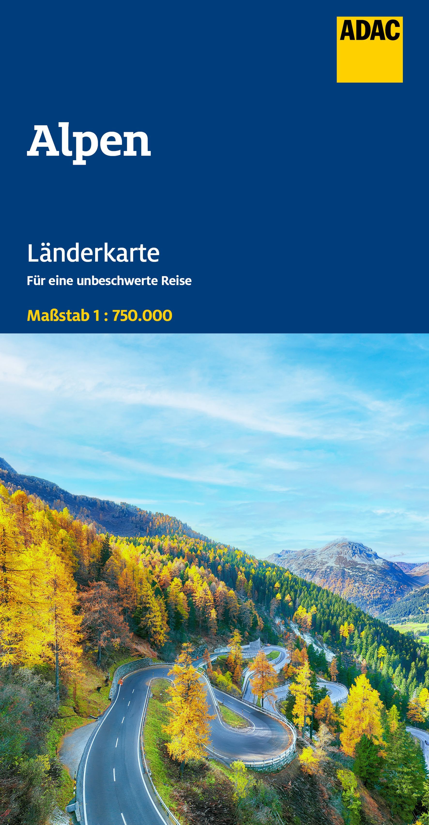 ADAC Länderkarte Alpen 1:750.000 Straße, Baum, Szenerie, Werbung, Bewuchs