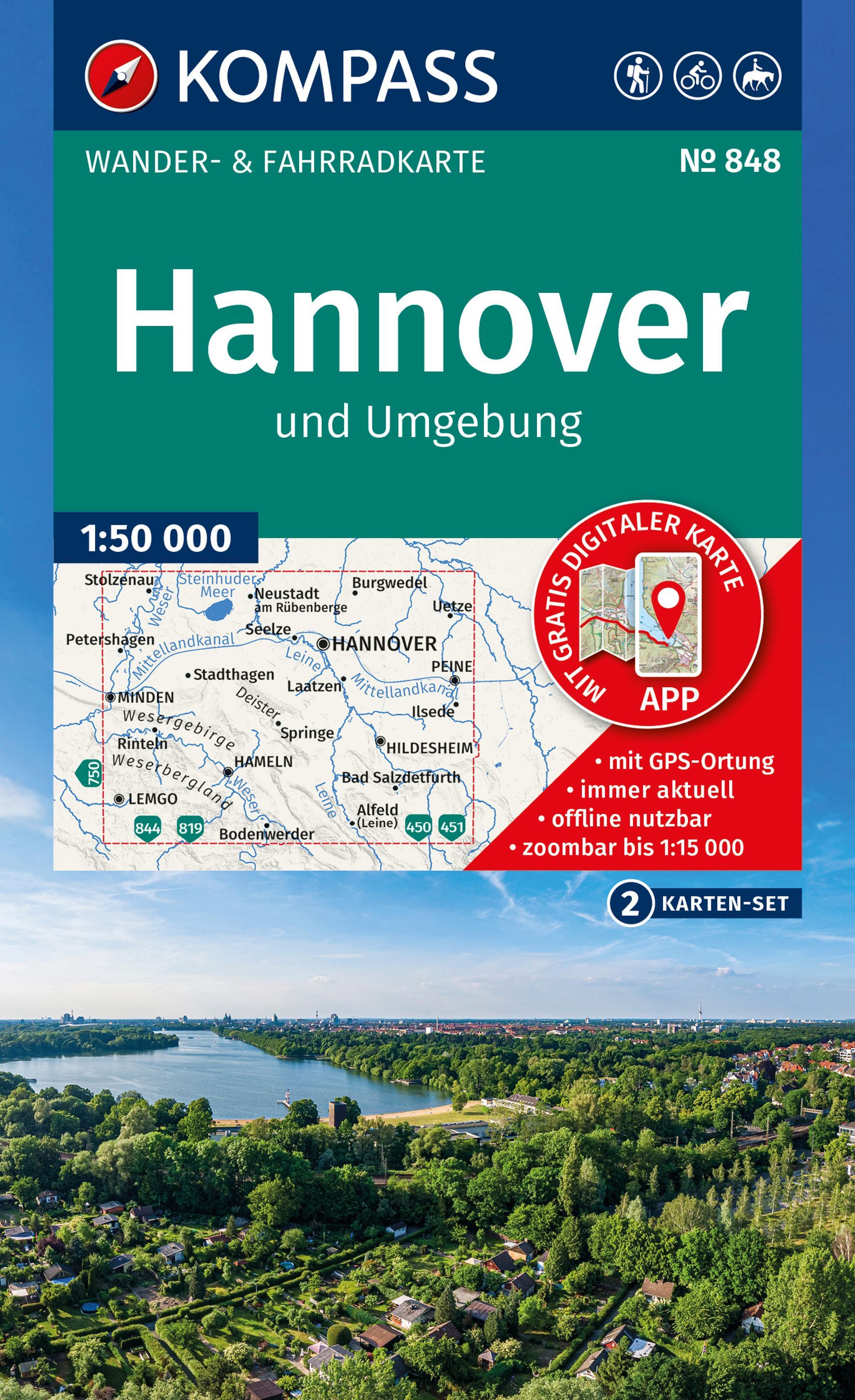 Kartenblatt, Wanderkarte, Hannover, Umgebung, Map