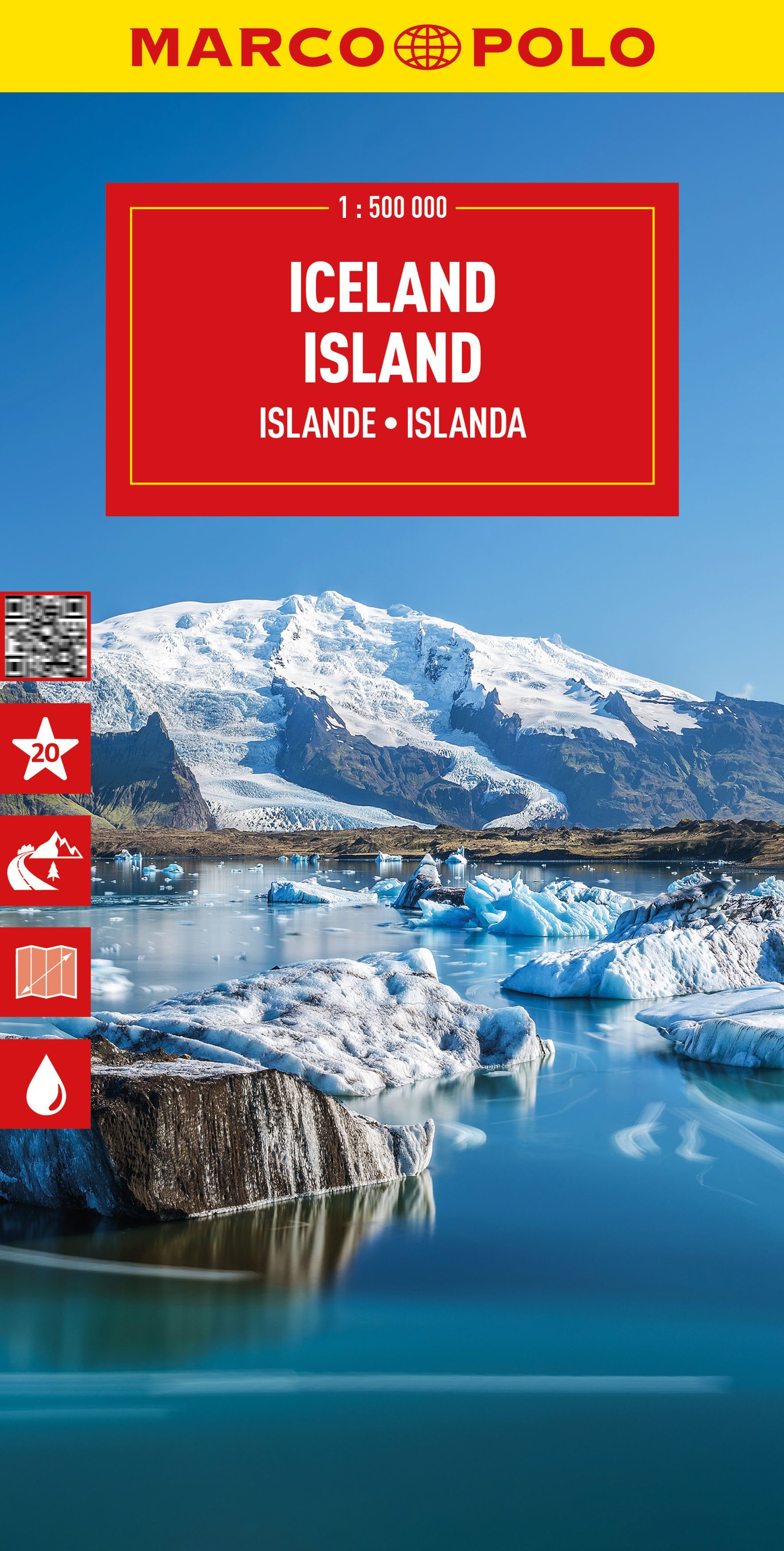 MARCO POLO Reisekarte Island 1:500.000 Eis, Natur, Draußen, Gletscher, Berg