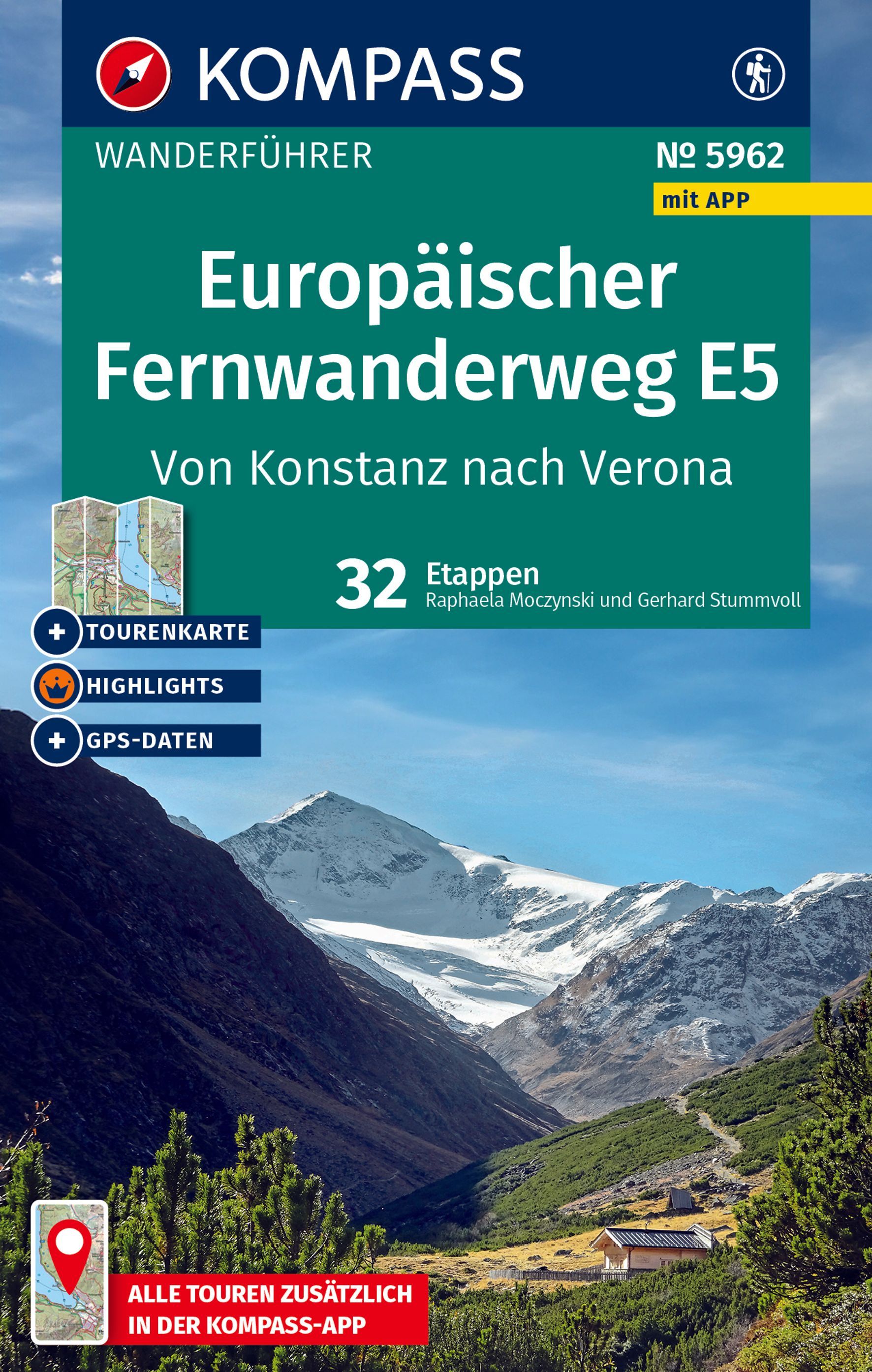 KOMPASS Wanderführer Europäischer Fernwanderweg E5 Werbung, Plakat, Berg, Natur, Draußen