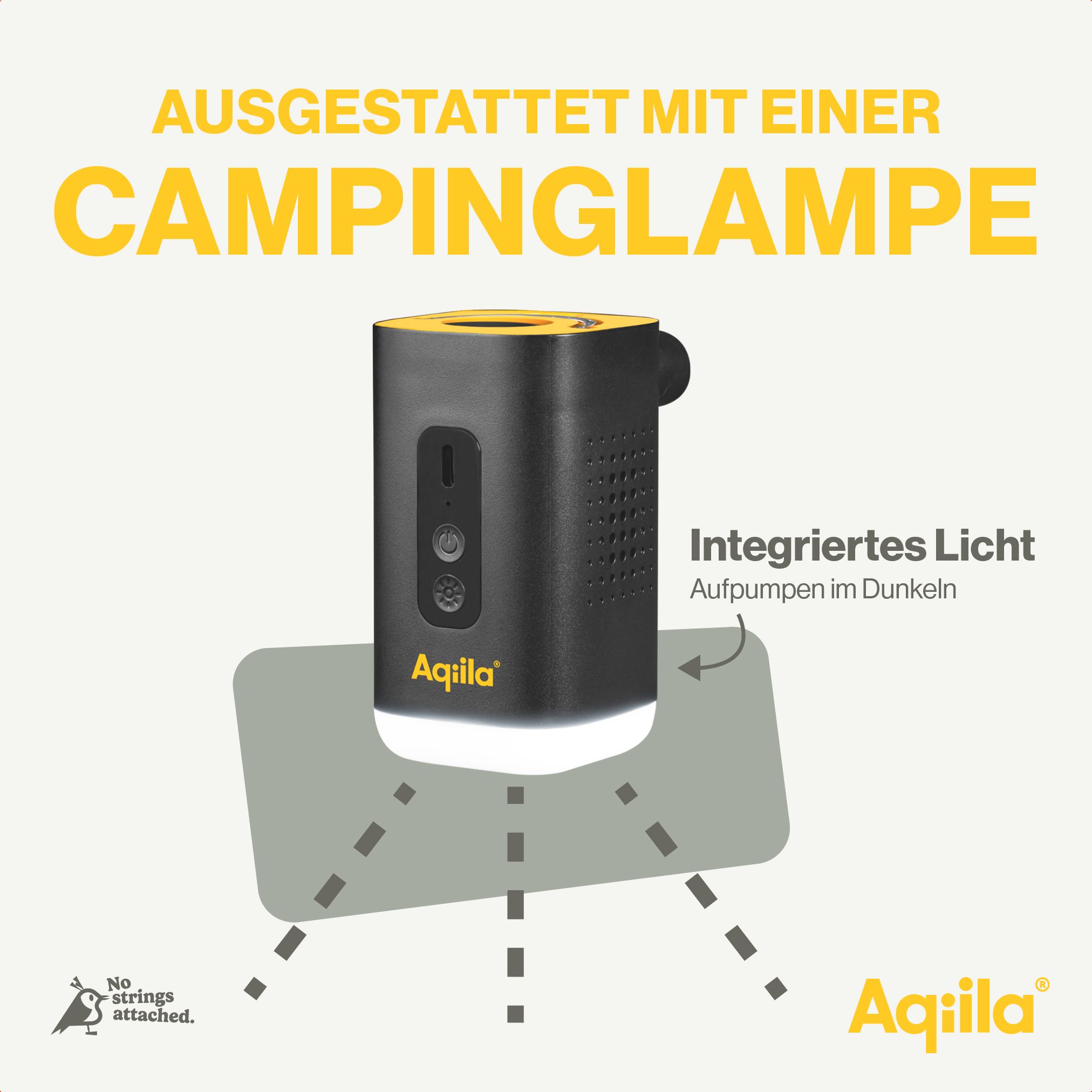 Campinglampe, LED-Lampe, Integriertes Licht, Aufpumpen, Aquila