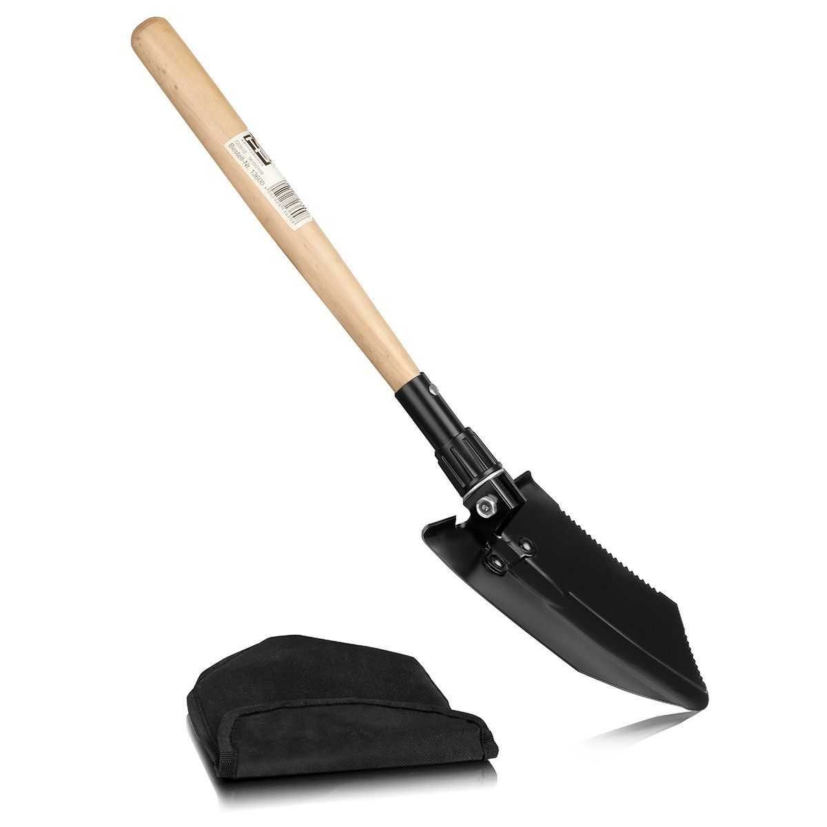 nrh20004950-klappspaten-mit-holzgriff Klappspaten Schwarz mit Holzgriff und Tasche