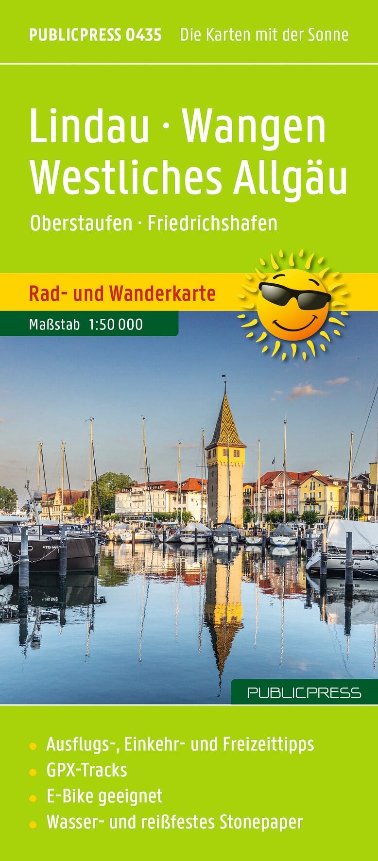 Rad- und Wanderkarte, Allgäu, Maßstab 1:50.000, GPX-Tracks, wasserfestes Stonepaper