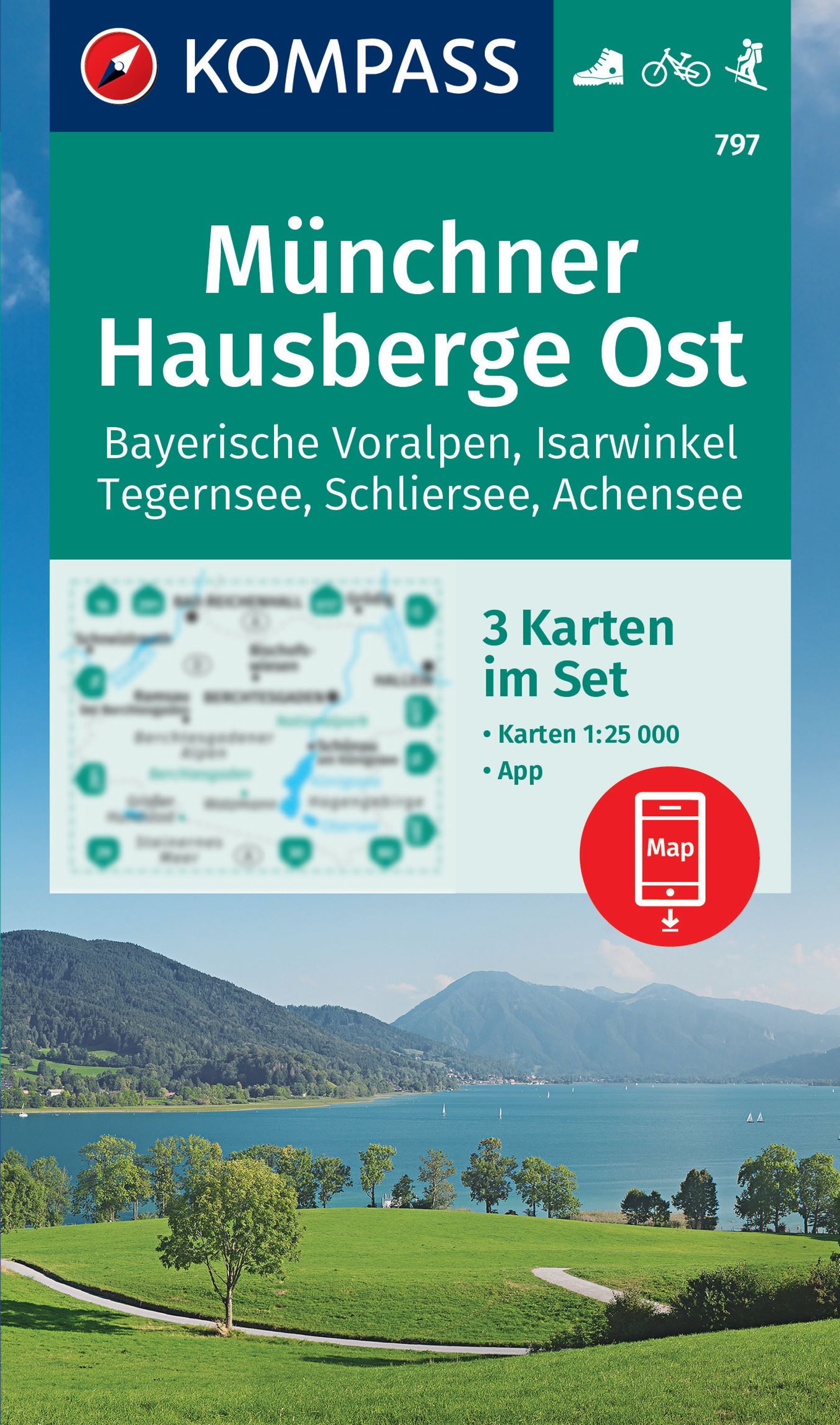 KOMPASS Wanderkarten-Set Münchner Hausberge Ost Werbung, Plakat, Gras, Feld, Natur,