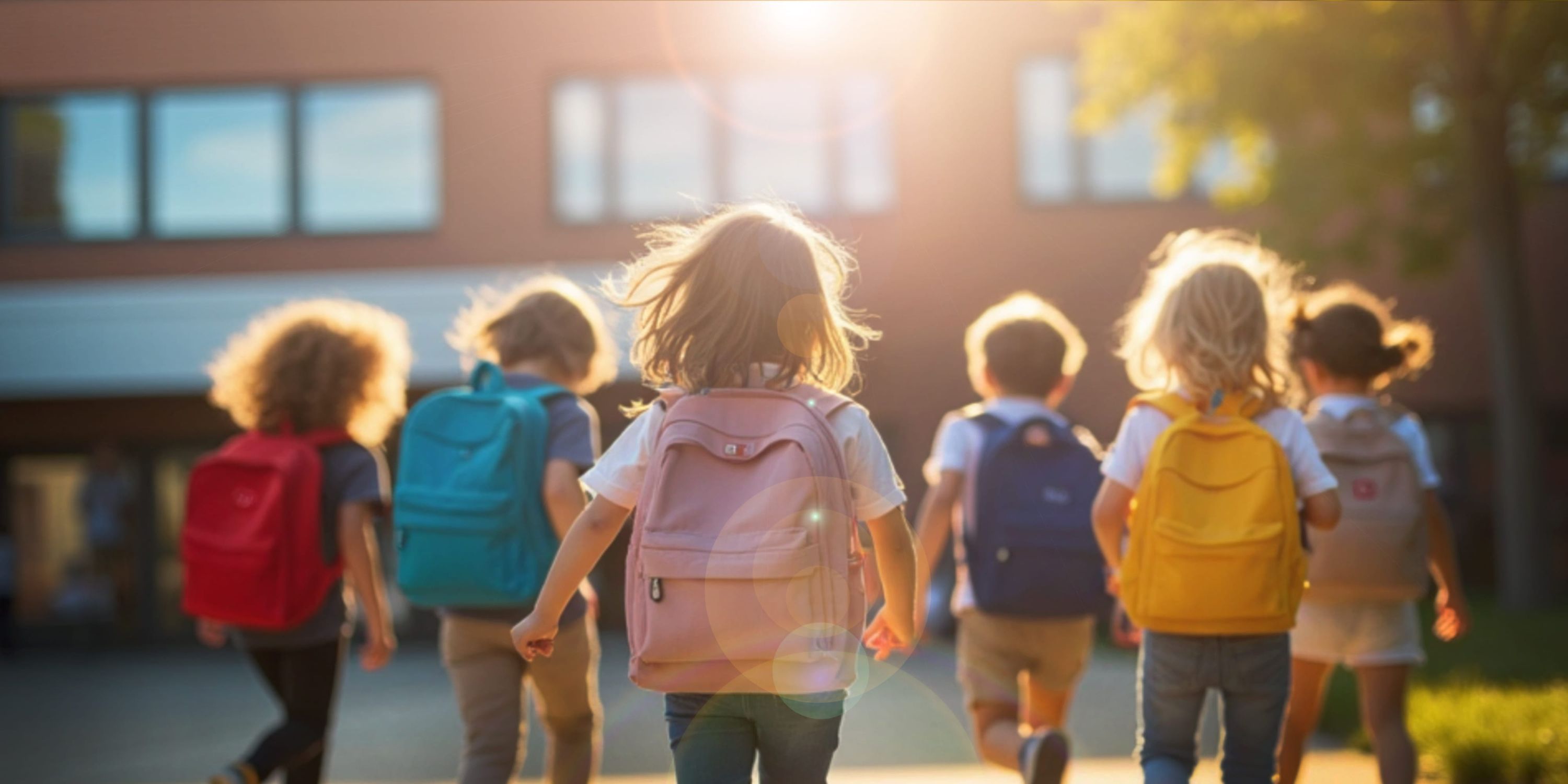 Schulkindergarten, Rucksack, Kinder, Gruppe, Outdoor