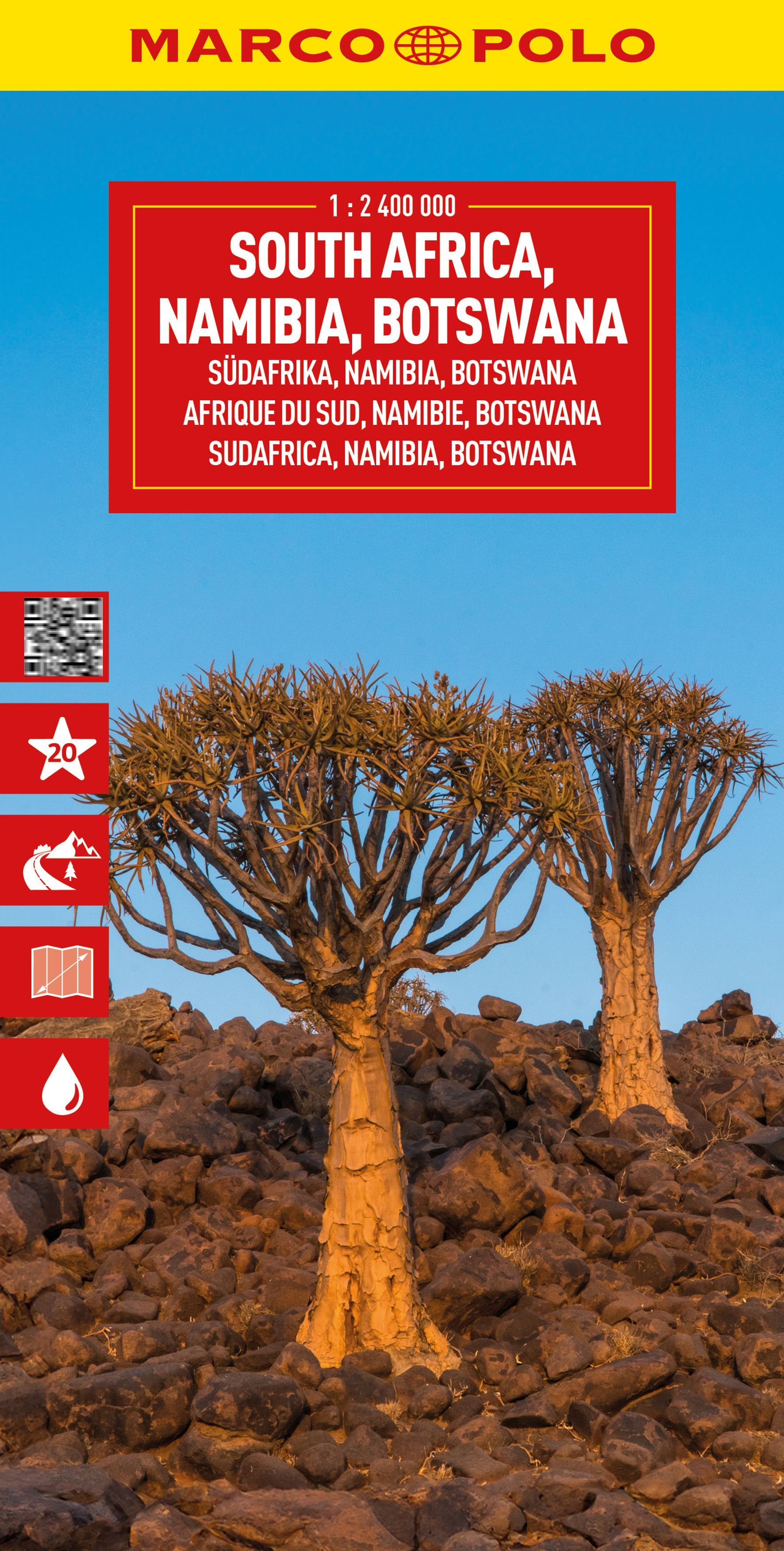 MARCO POLO Reisekarte Südafrika, Namibia, Botswana Baum, Boden, Werbung, Baumstamm, Landschaft