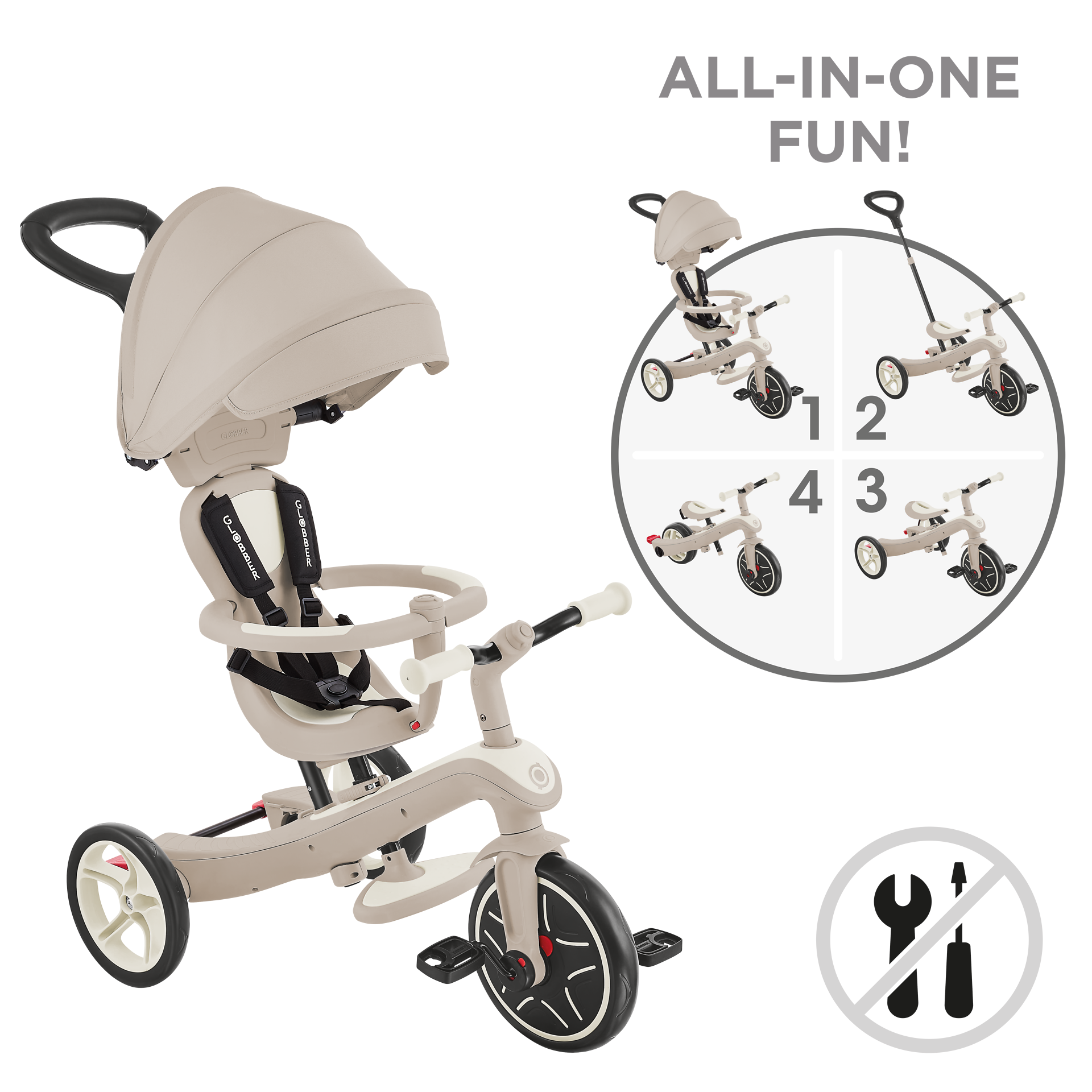 Transport, Fahrzeug, Kinderroller, Dreirad, Beige, Rad