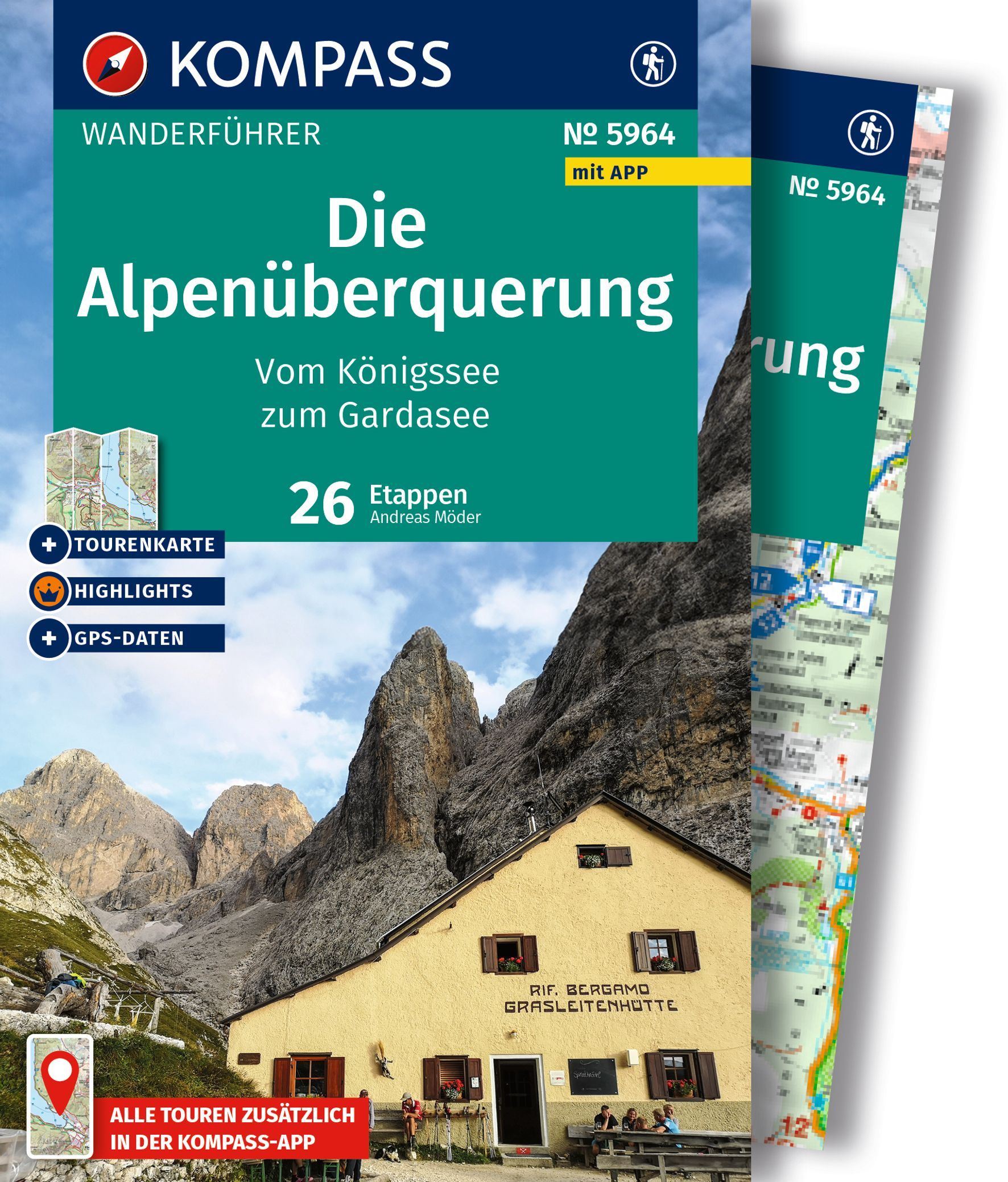 KOMPASS Wanderführer Die Alpenüberquerung Werbung, Plakat, Person