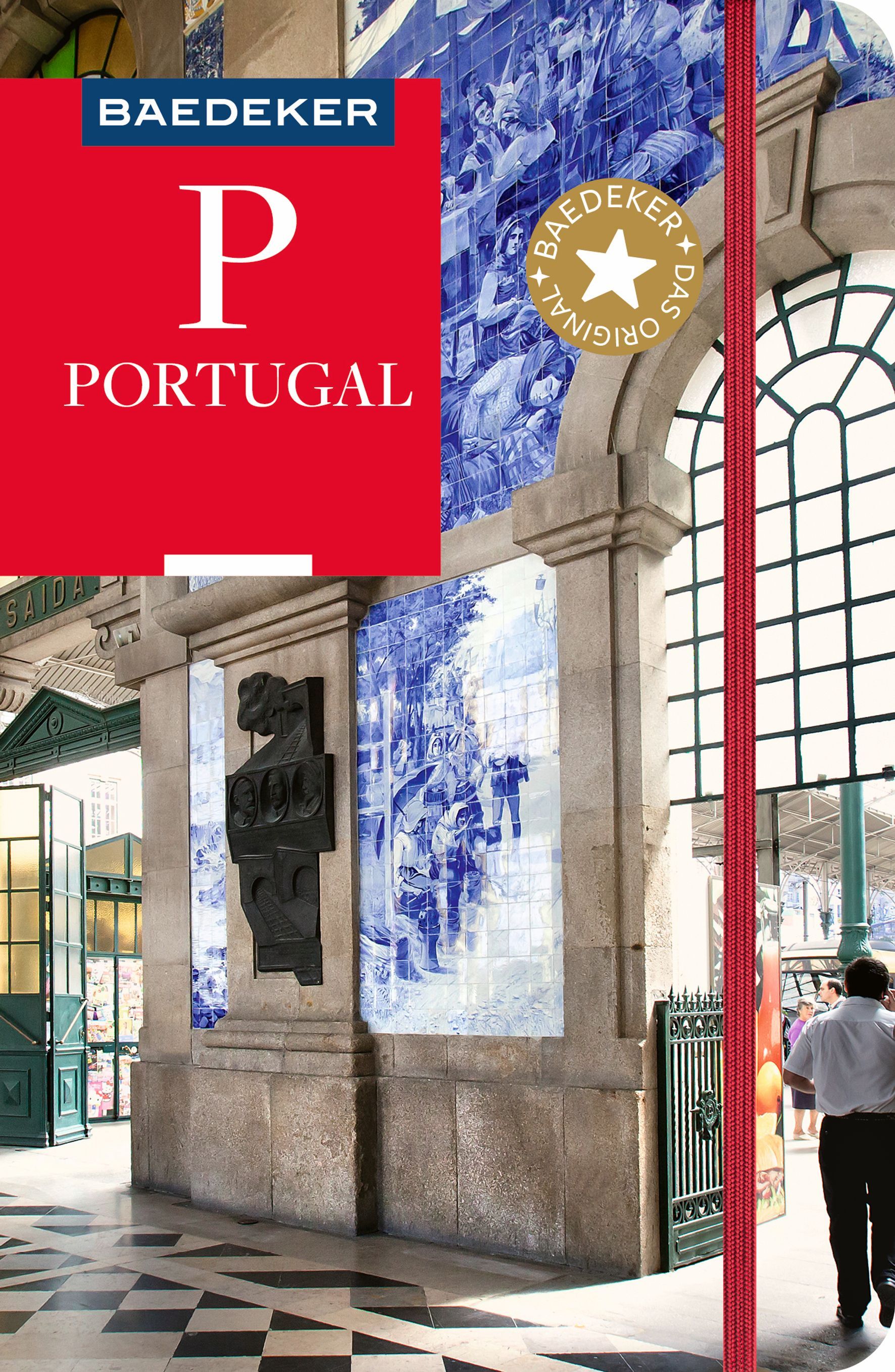 Baedeker Reiseführer Portugal Cover Baedeker Reiseführer Portugal. Fassade mit Bögen und blau weißen Fliesen