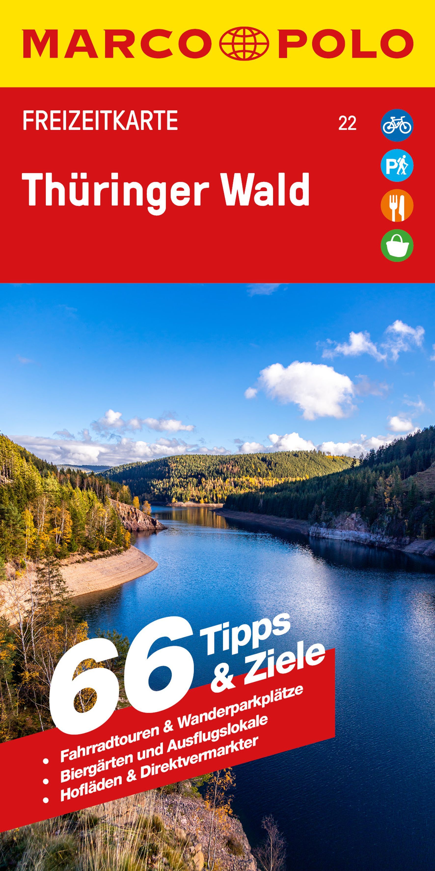 MARCO POLO Freizeitkarte Thüringer Wald 1:100.000 Werbung, Plakat, Draußen, Natur, Wasser,