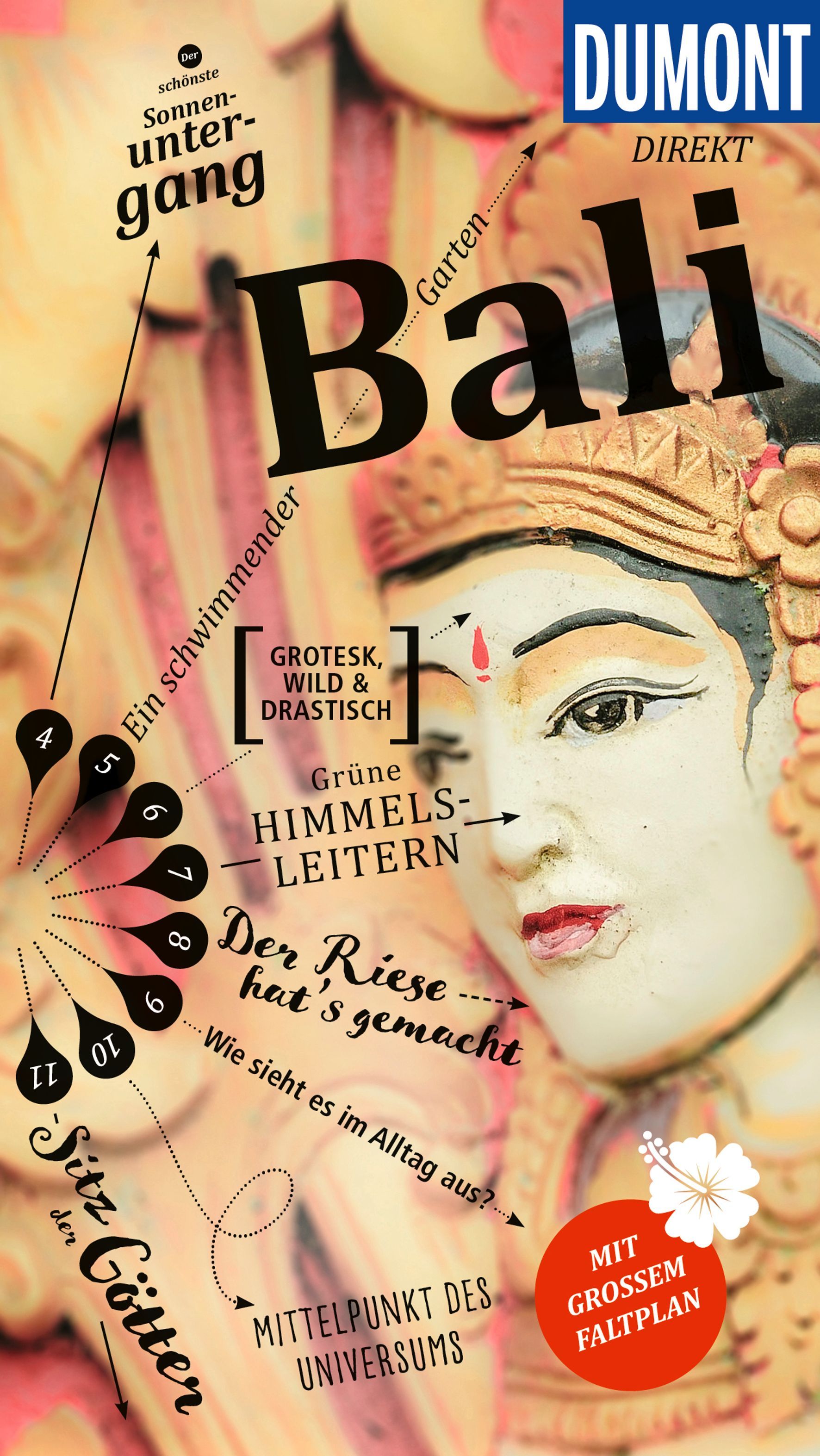 DUMONT direkt Reiseführer Bali Publikation, Werbung, Plakat, Buch, Gesicht