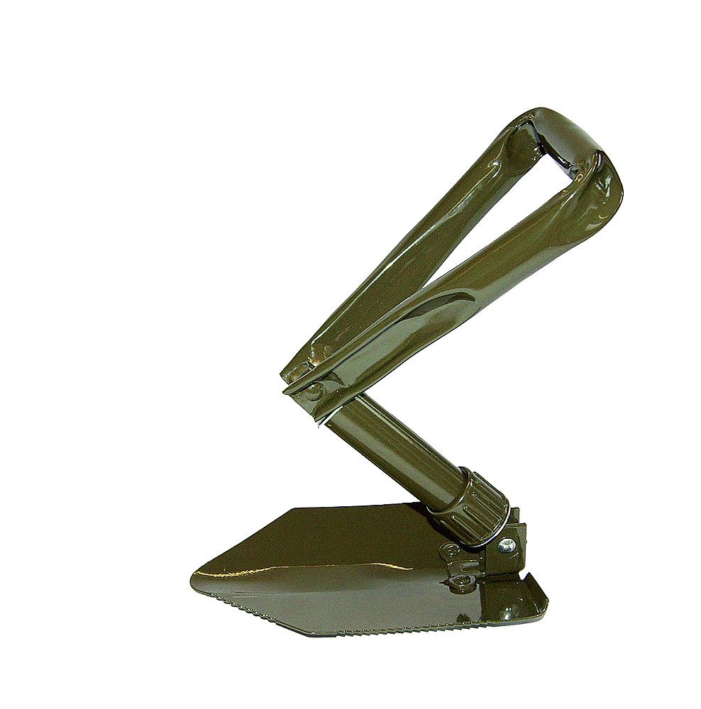 Klappspaten, Halb zusammengeklappt, Metall, Grün