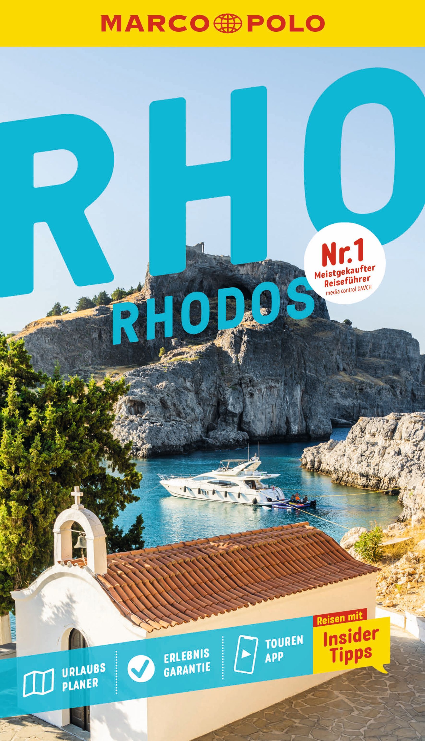 MARCO POLO Reiseführer Rhodos Jacht, Uferpromenade, Boot, Werbung, Sommer