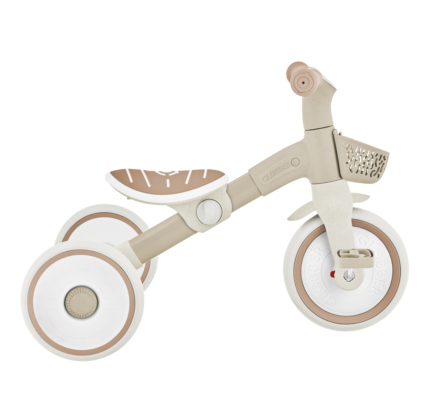 Kinderfahrzeug, Lauflernrad, Dreirad, Holzdesign, Beige