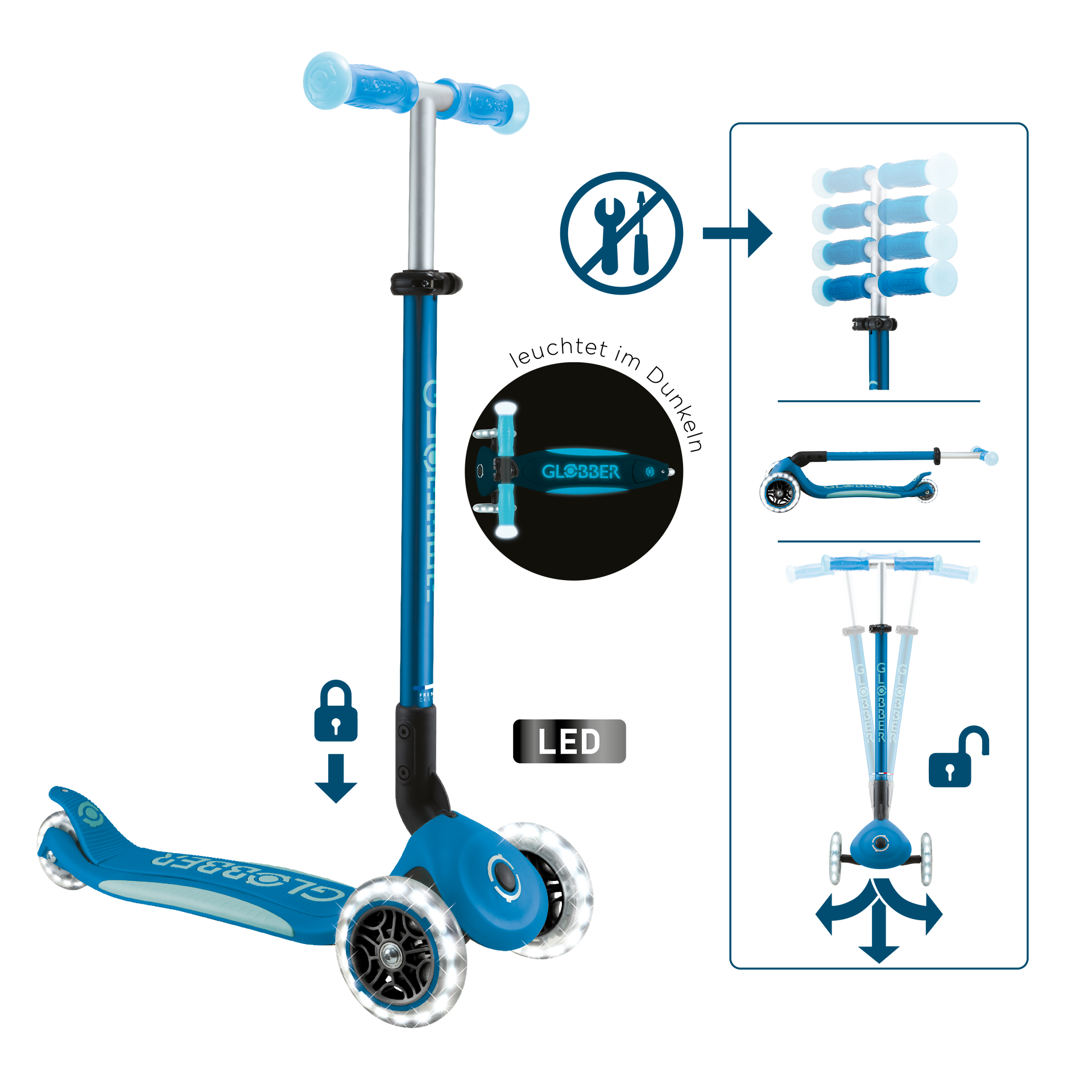 Transport, Fahrzeug, Kinderroller, Roller, Blau, Rad