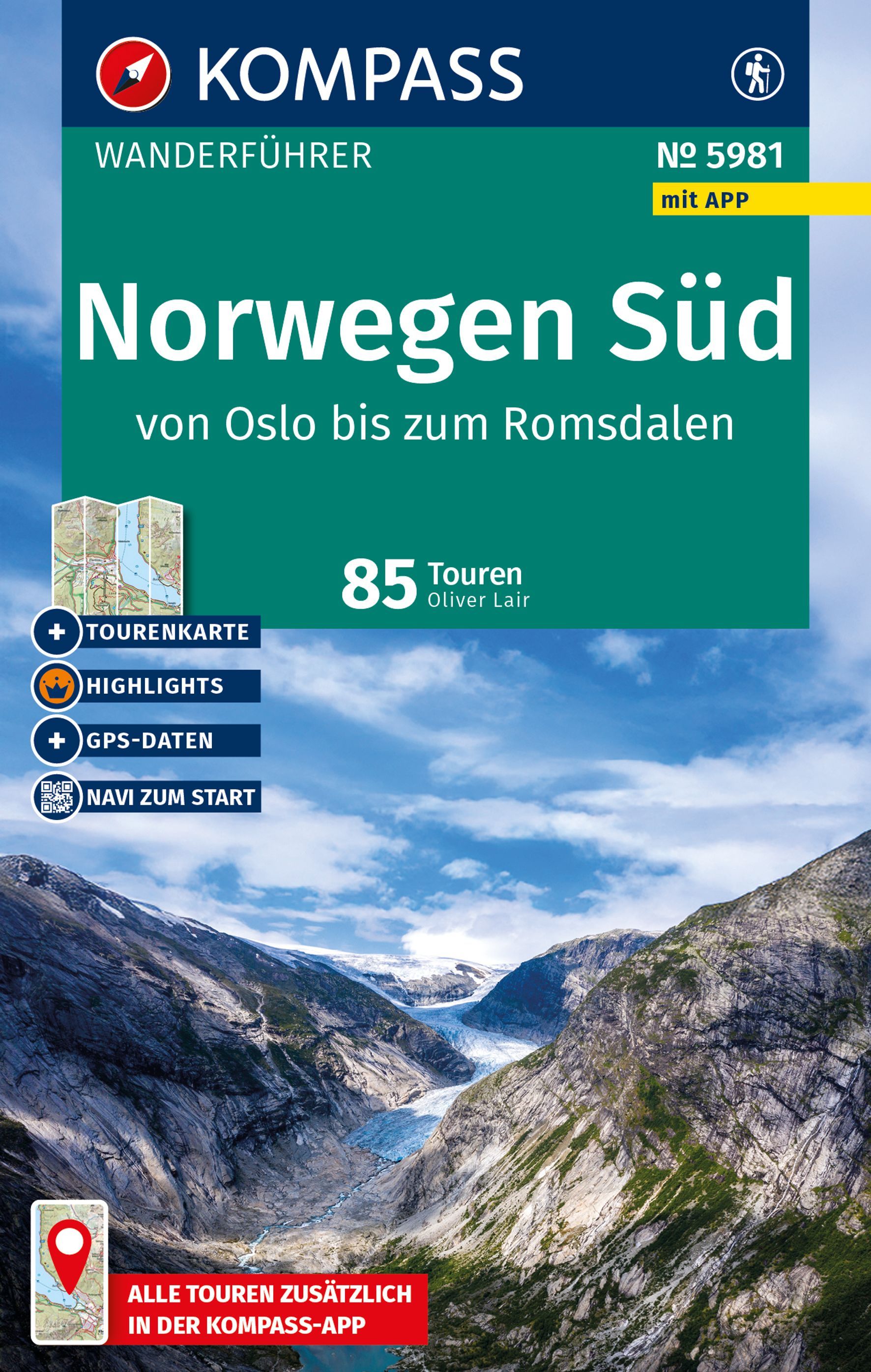 Wanderführer, Norwegen Süd, Tourenkarte, Höhenlandschaft, Gletscherfluss