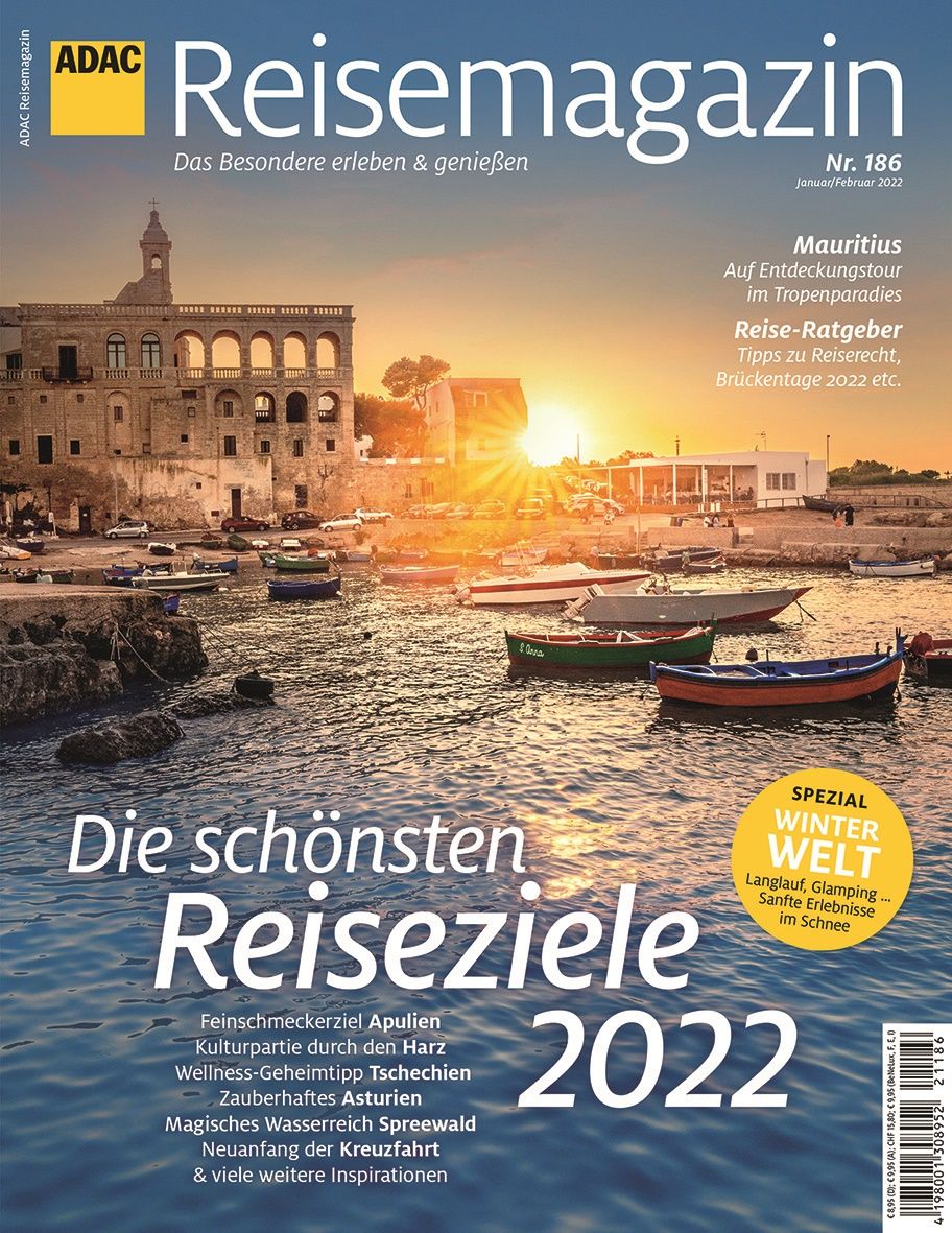 Cover_ADAC_RM_Ziele_2022 ADAC Reisemagazin , Die schönsten reiseziele, Meer, Schiffe, Antike Gebäude