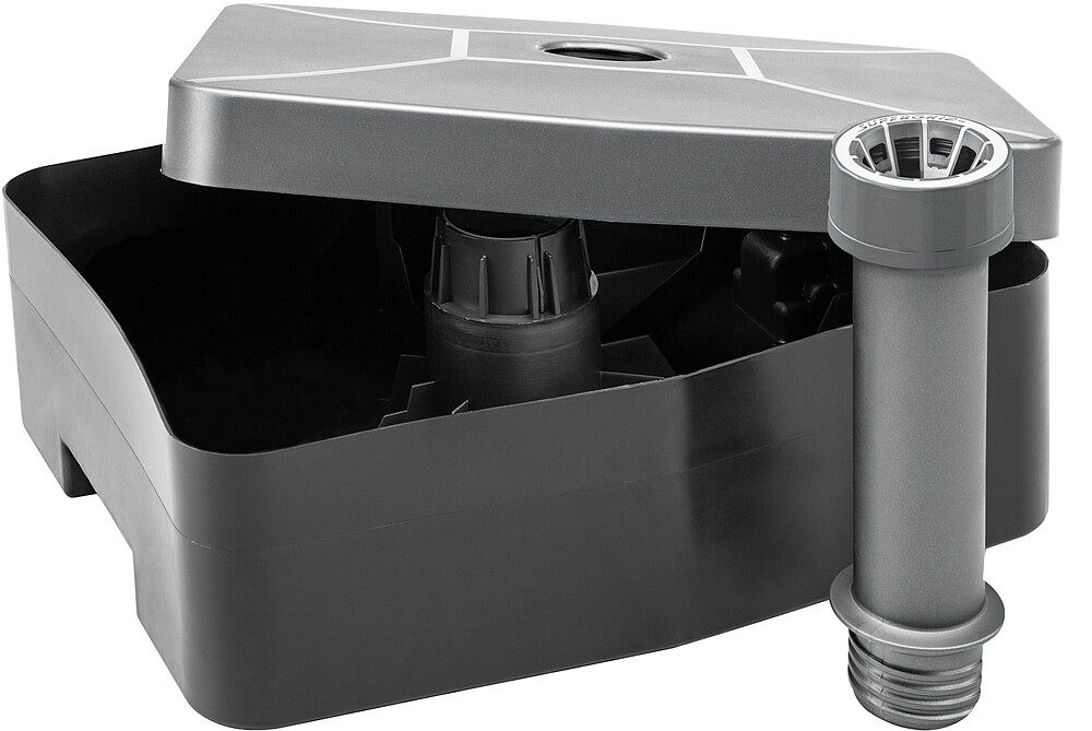 SCHNEIDER SCHIRME PE-Schirmständer mit Rollen, grau, demontiert