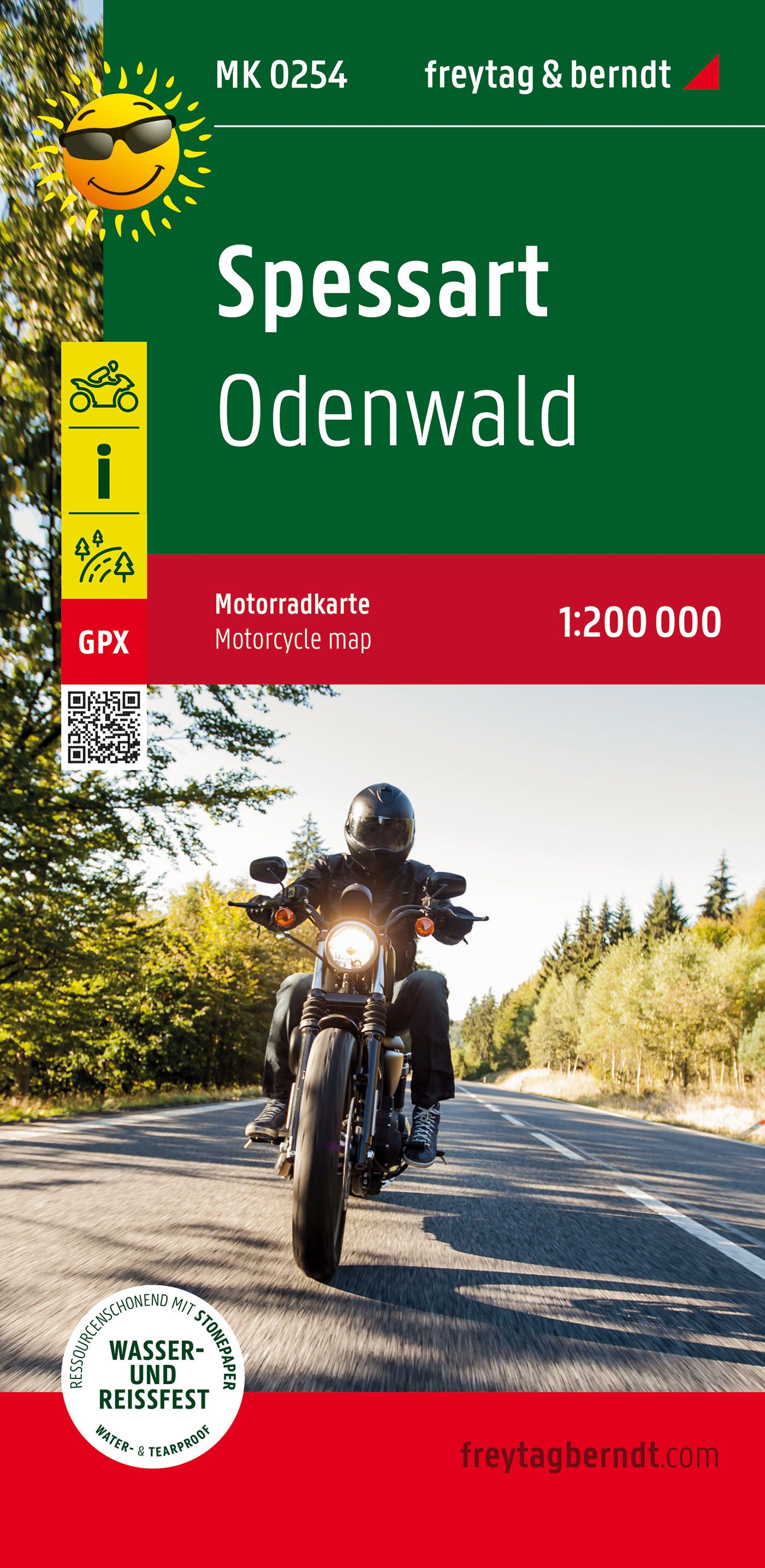 9783707919882 Spessart, Motorradkarte, Cover Motorradfahrer auf der Straße