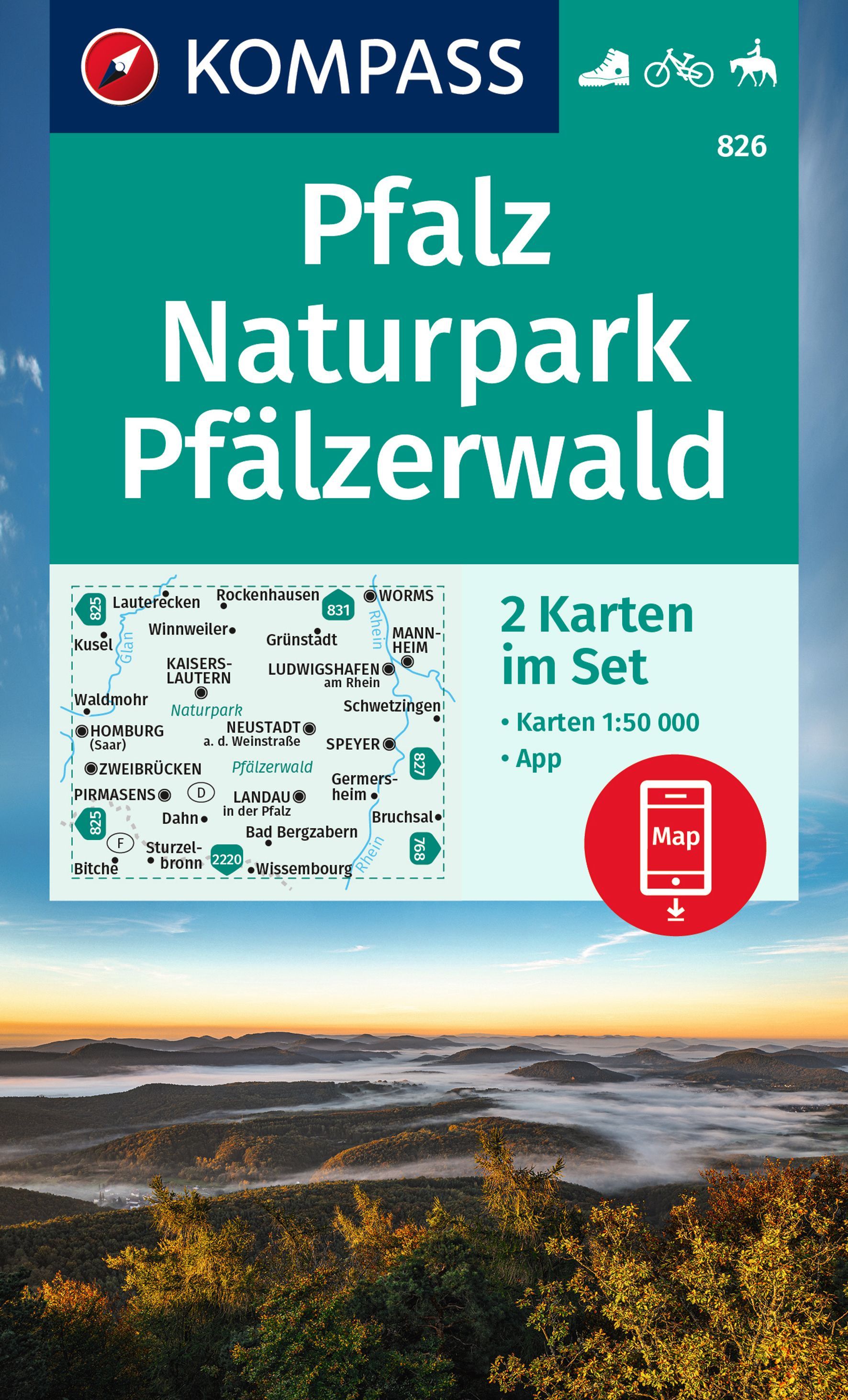 9783991217008 Cover Kompass Wanderkarte PFalz, Naturpark PfälzerWald