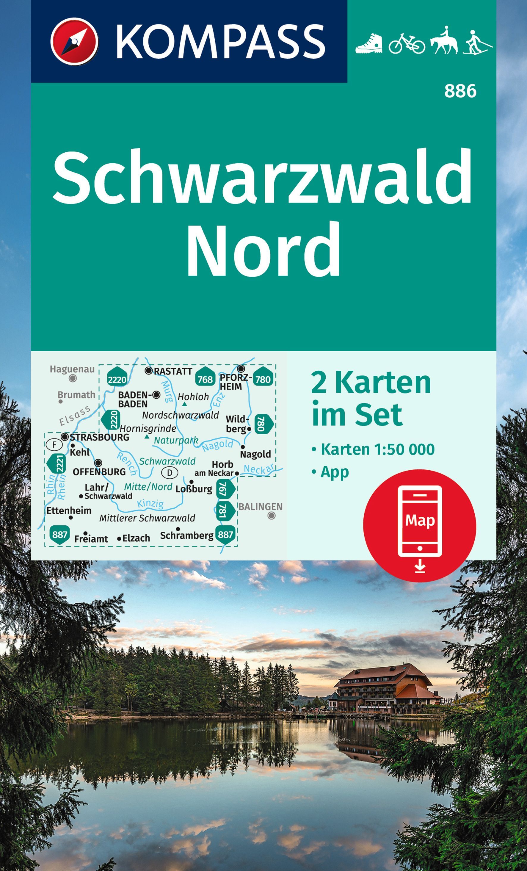 9783991215813 Cover Kompass Wanderkarte Schwarzwald Nord
